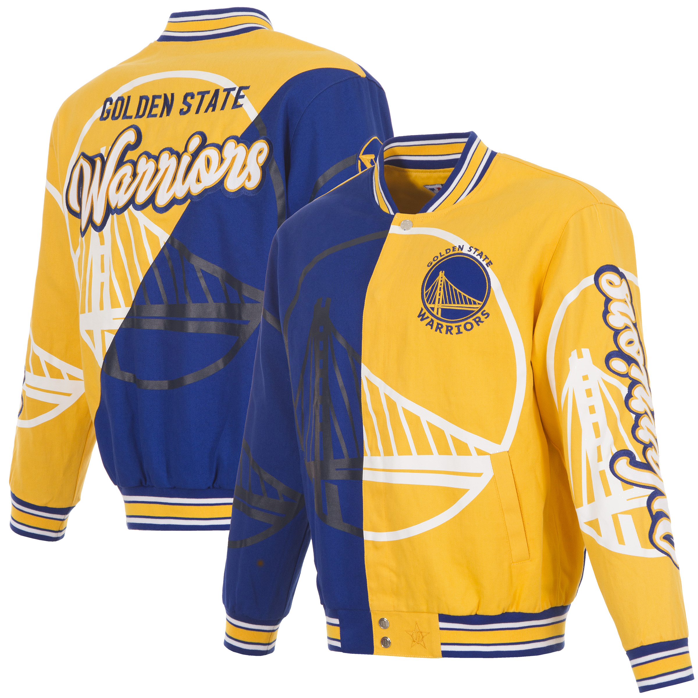Men's JH Design Gold/Royal Golden State Warriors Split All Over Full-Zip Jacket