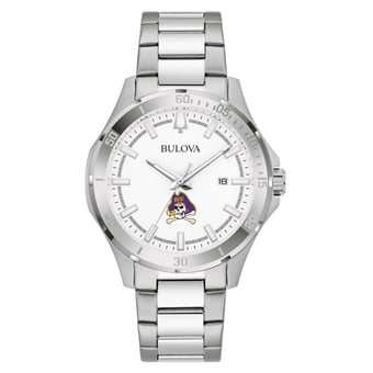 Men's Bulova Silver ECU Pirates Stainless Steel Classic Sport Watch