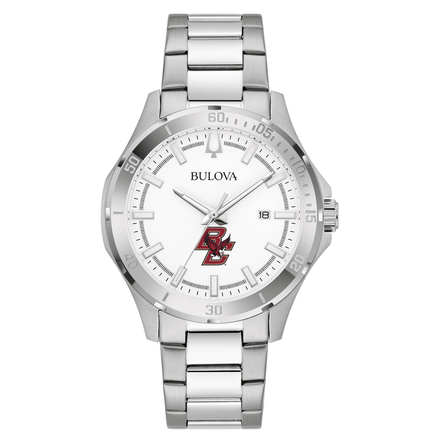 Men's Bulova Silver Boston College Eagles Stainless Steel Classic Sport Watch