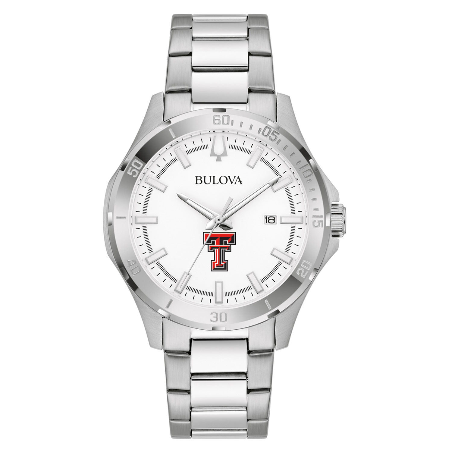 Men's Bulova Silver Texas Tech Red Raiders Stainless Steel Classic Sport Watch