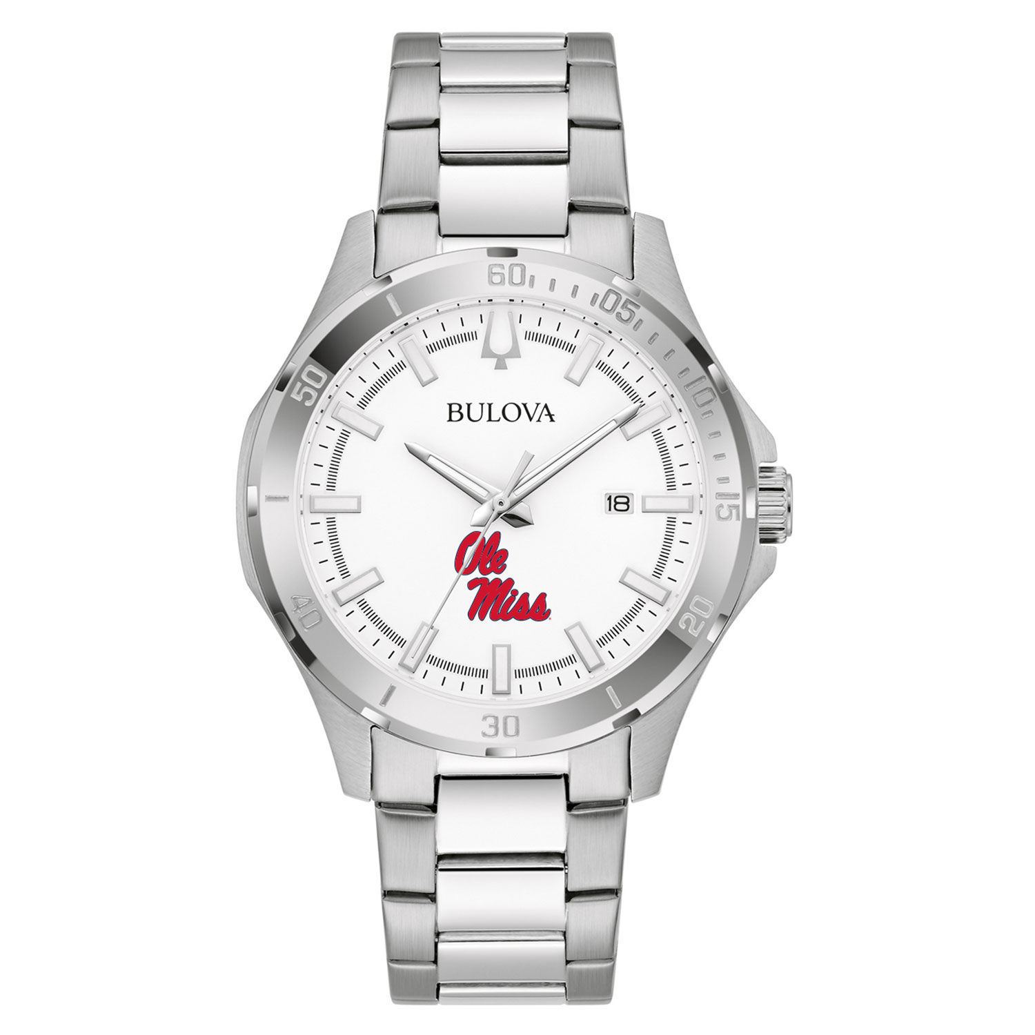 Men's Bulova Silver Ole Miss Rebels Stainless Steel Classic Sport Watch