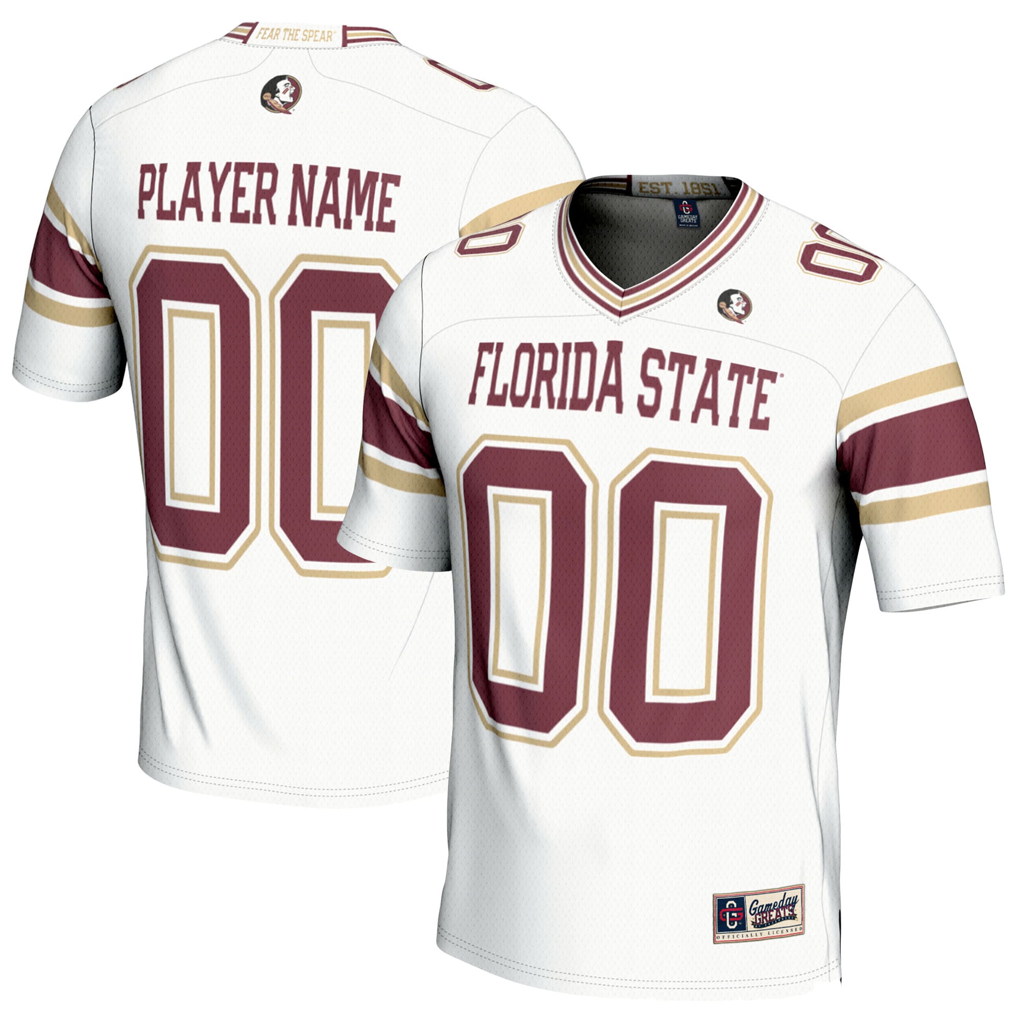 Men's GameDay Greats White Florida State Seminoles NIL Pick-A-Player Football Jersey