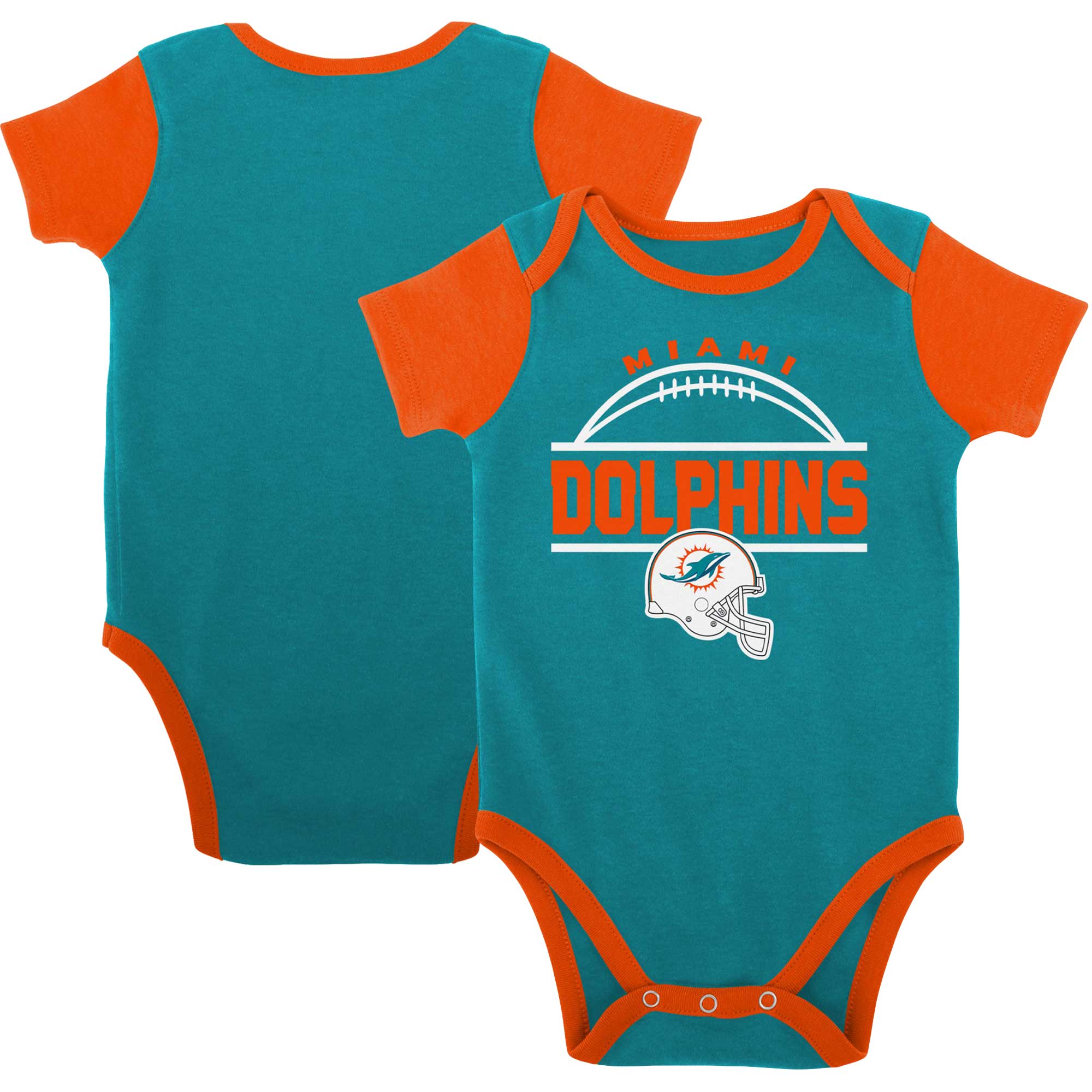 Newborn & Infant Aqua/Orange Miami Dolphins Home Field Advantage Three-Piece Bodysuit, Bib & Booties Set