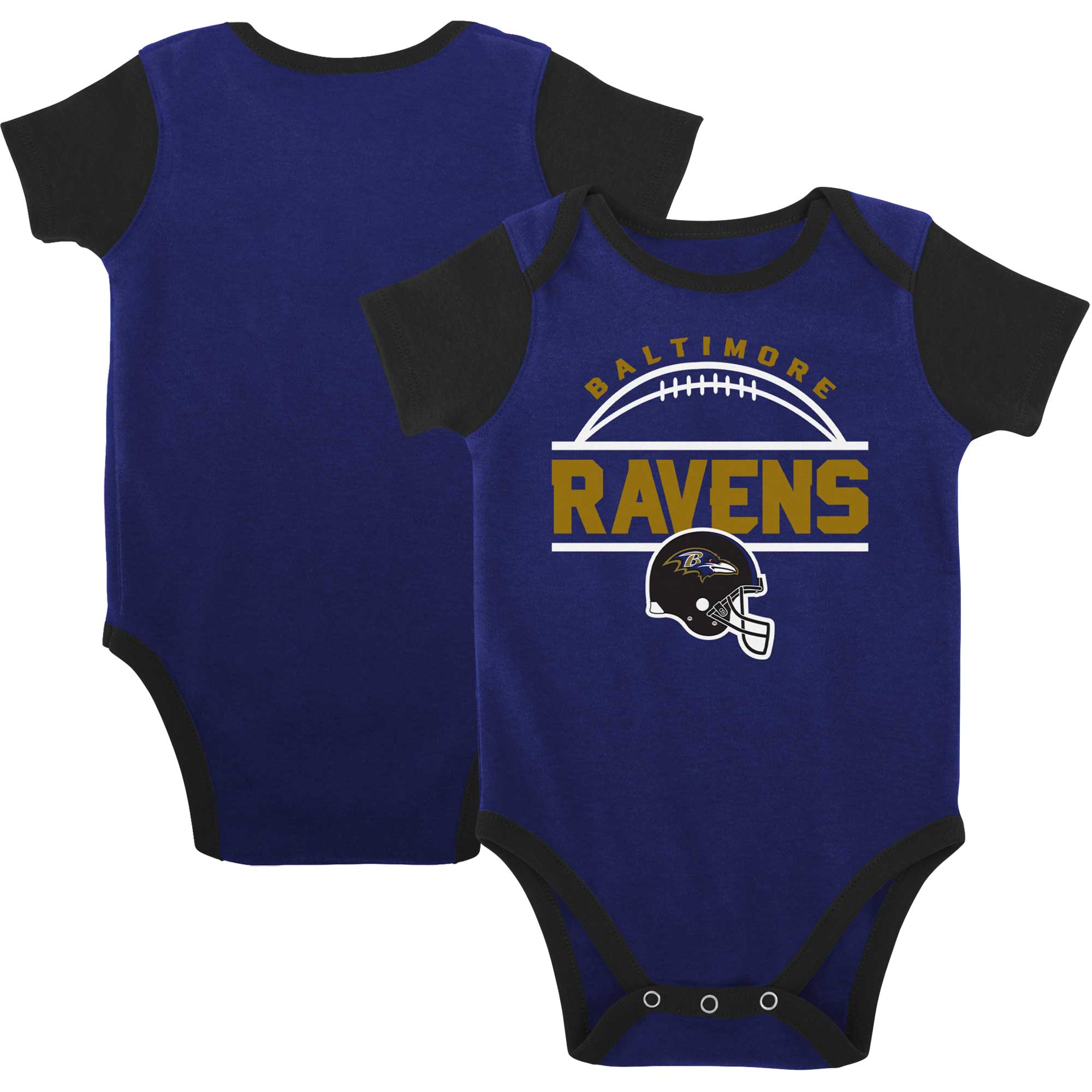 Newborn & Infant Purple/Black Baltimore Ravens Home Field Advantage Three-Piece Bodysuit, Bib & Booties Set