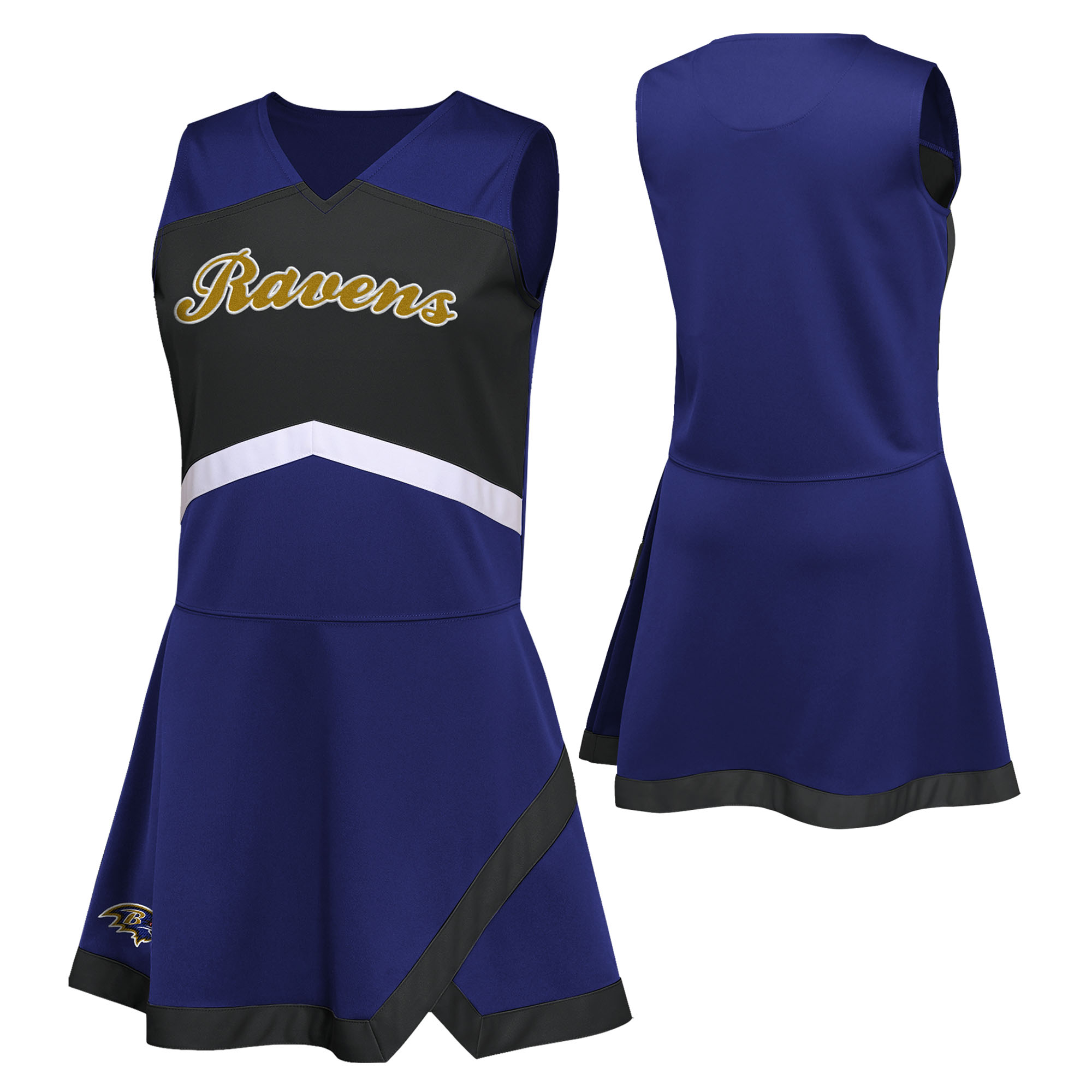 Girls Preschool Purple Baltimore Ravens Two-Piece Cheer Captain Jumper Dress with Bloomers Set
