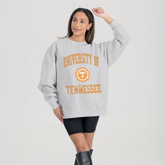 Women's Gameday Couture Steel Tennessee Volunteers Oversized Good Vibes Premium Fleece Drop Shoulder Pullover Sweatshirt