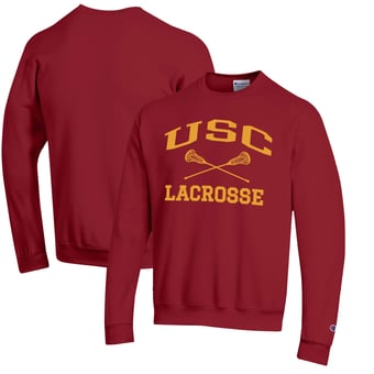 Men's Champion Cardinal USC Trojans Lacrosse Icon Powerblend Pullover Sweatshirt