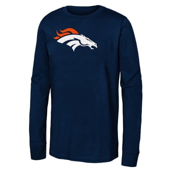 Youth Navy Denver Broncos Primary Logo Long Sleeve T-Shirt