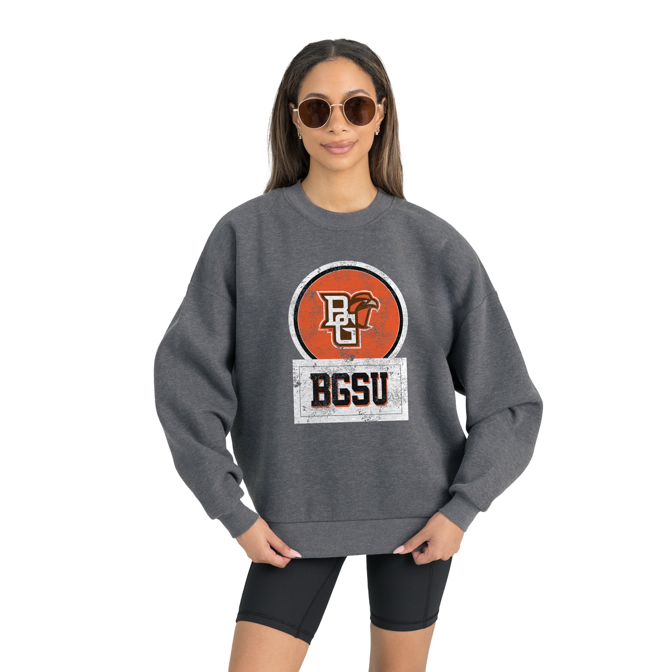 Women's Gameday Couture Bowling Green St. Falcons Charcoal Oversized Drop Shoulder Fleece Drop Pullover Sweatshirt