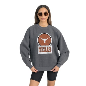 Women's Gameday Couture Texas Longhorns Charcoal Oversized Drop Shoulder Fleece Drop Pullover Sweatshirt