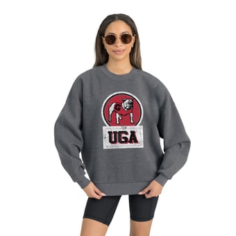 Women's Gameday Couture Georgia Bulldogs Charcoal Oversized Drop Shoulder Fleece Drop Pullover Sweatshirt