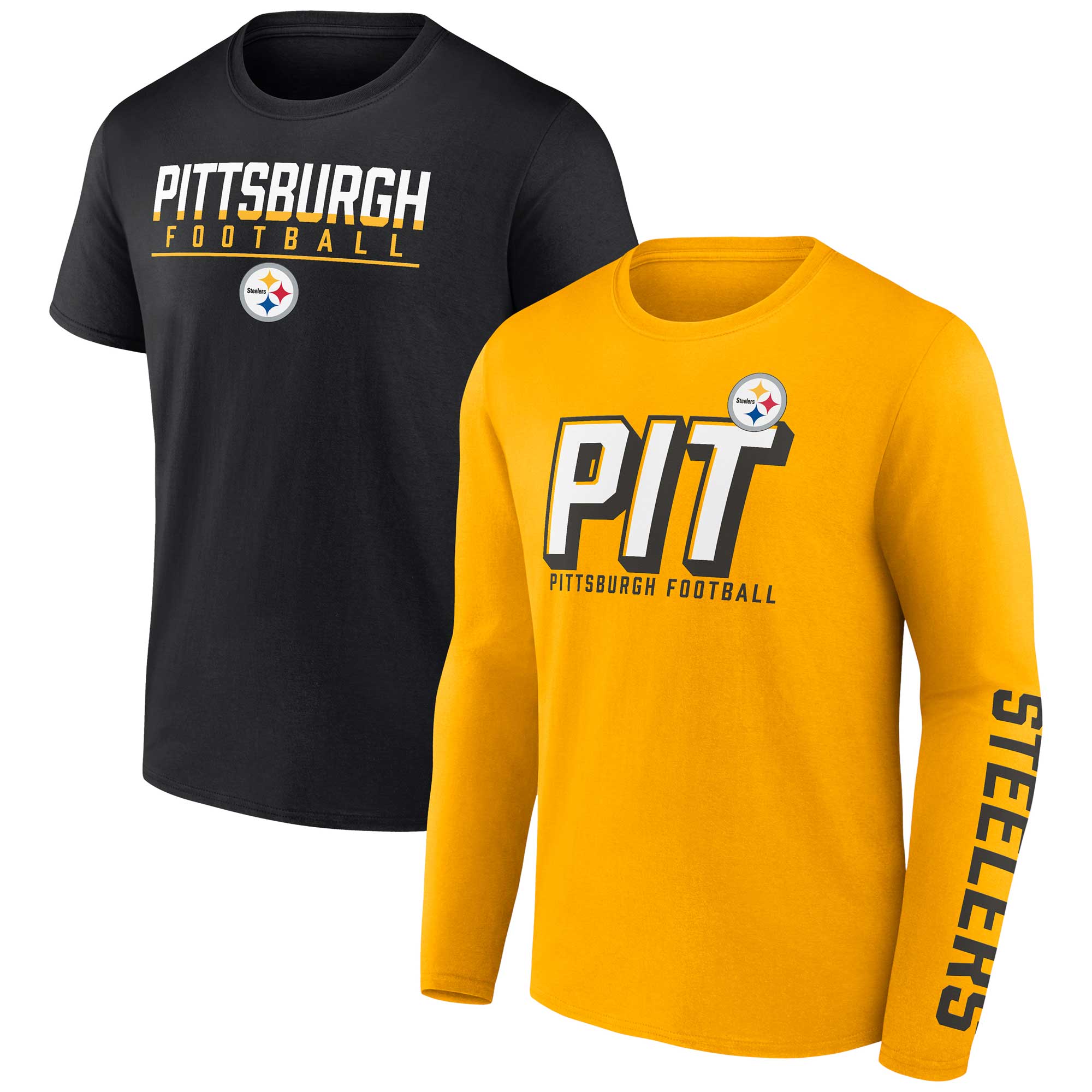 Men's Fanatics Gold/Black Pittsburgh Steelers Two-Pack T-Shirt Combo Set