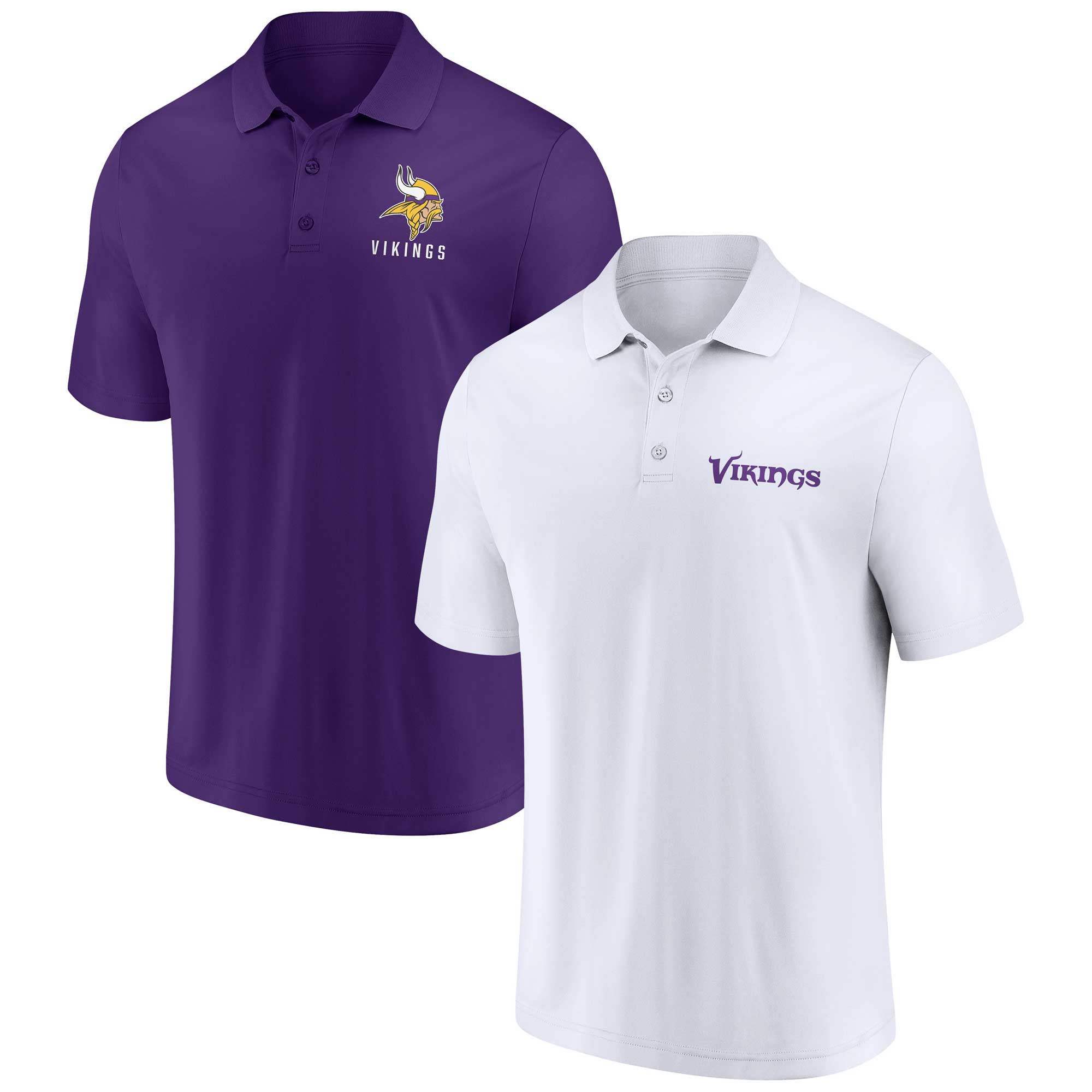Men's Fanatics White/Purple Minnesota Vikings Lockup Two-Pack Polo Set
