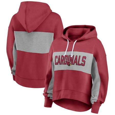 Women's Fanatics Cardinal Arizona Cardinals Filled Stat Sheet Lighweight Modest Crop Hoodie