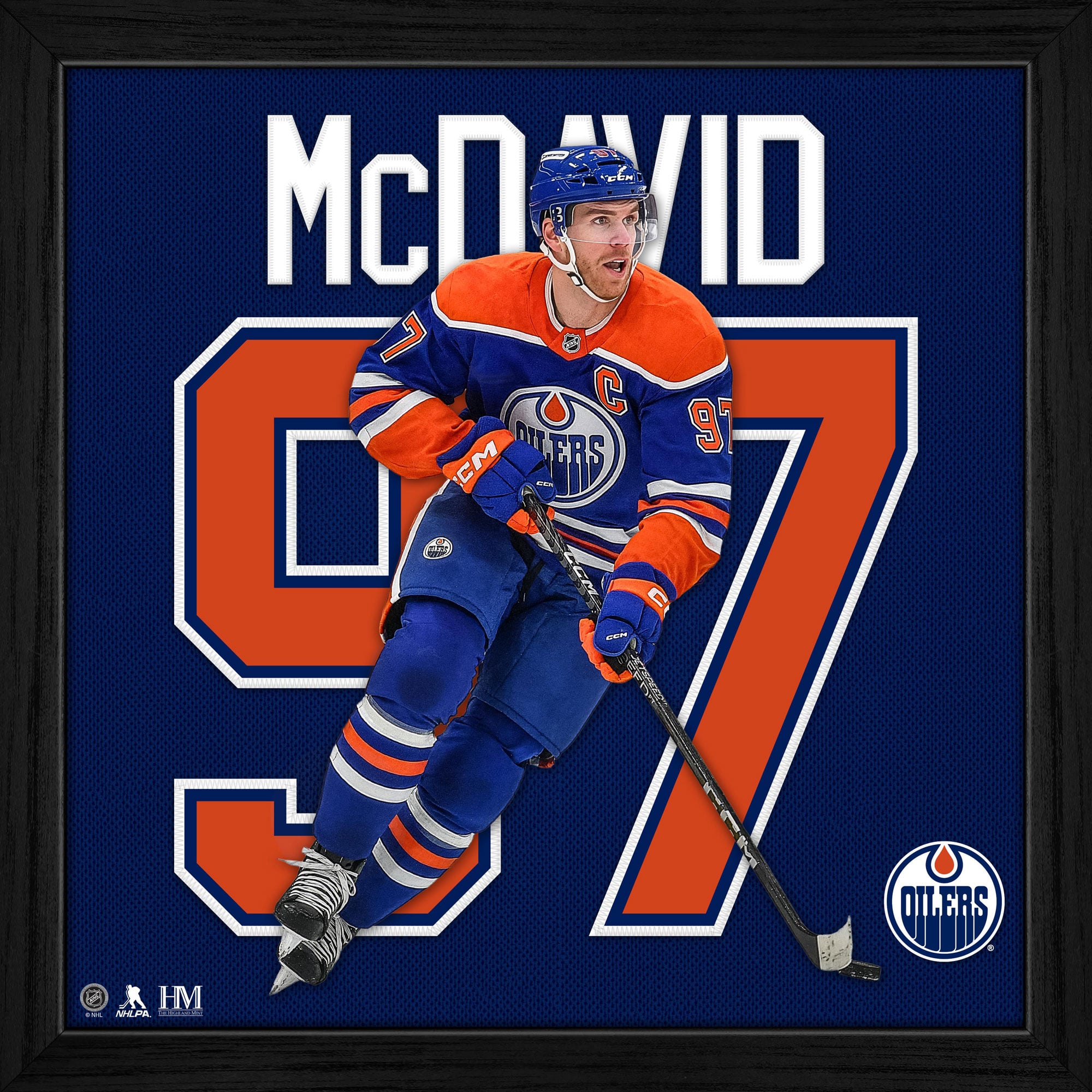 Highland Mint Connor McDavid Blue Edmonton Oilers 13'' x 13'' Impact Jersey Framed Photo
