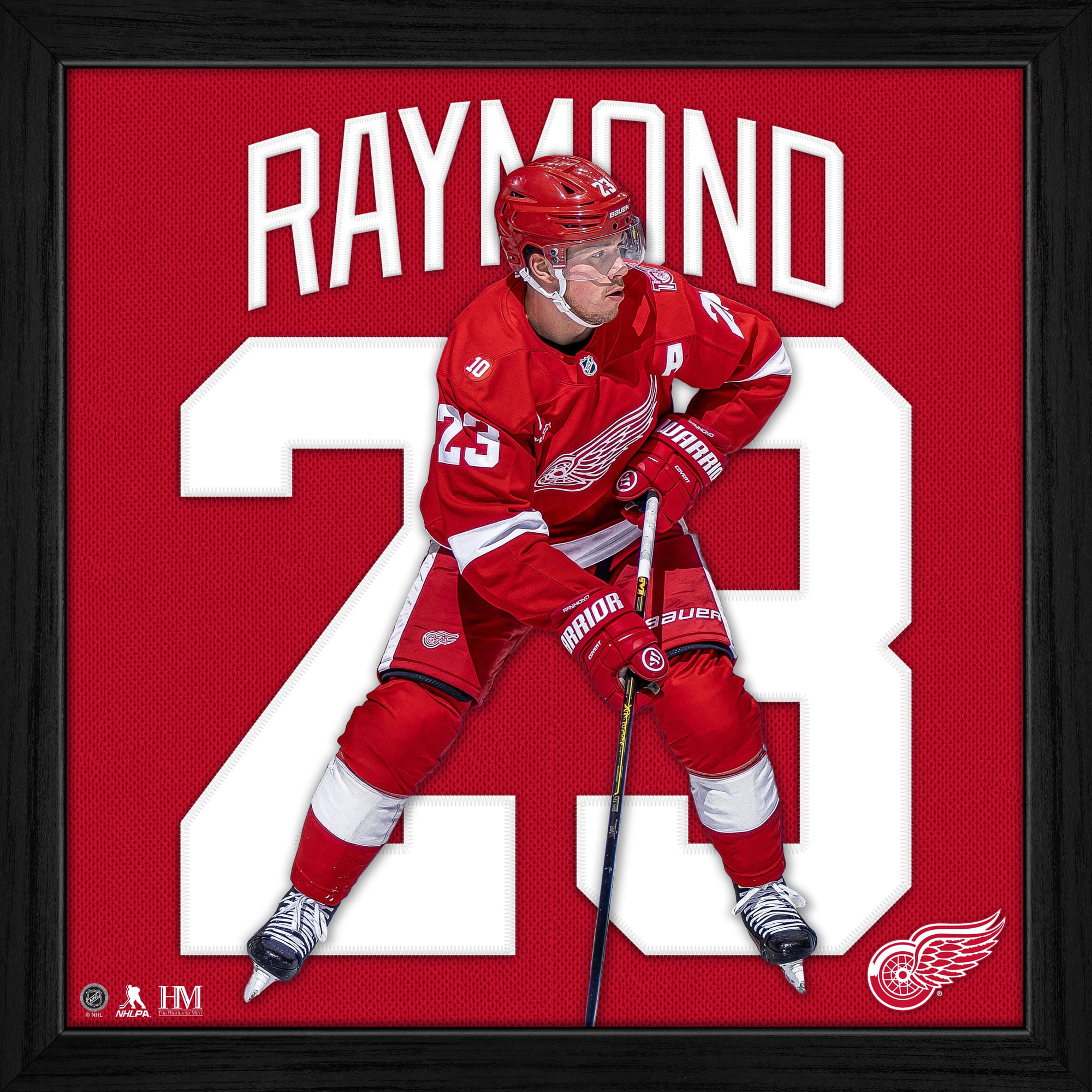 Highland Mint Lucas Raymond Detroit Red Wings 13'' x 13'' Impact Jersey Framed Photo