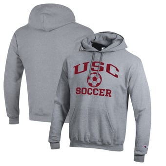 Men's Champion Gray USC Trojans Soccer Icon Powerblend Pullover Hoodie