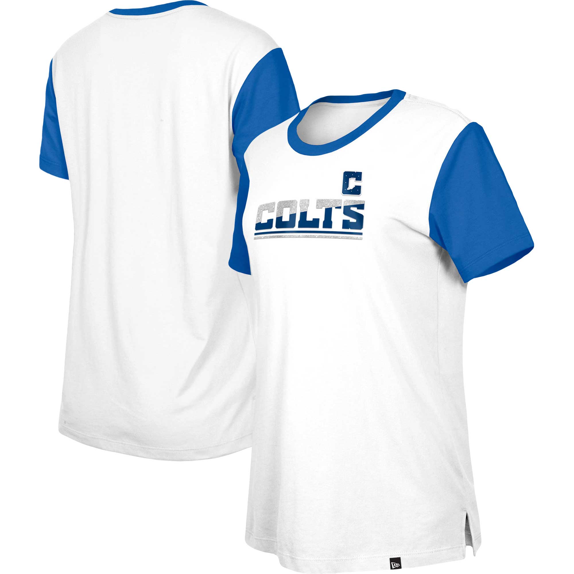 Women's New Era White/Royal Indianapolis Colts Third Down Colorblock T-Shirt