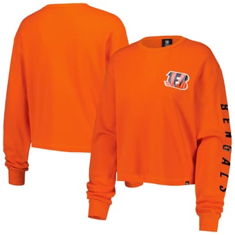 Women's New Era Orange Cincinnati Bengals Sport Night Thermal Long Sleeve Cropped T-Shirt