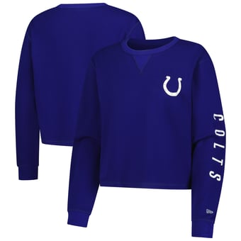 Women's New Era  Royal Indianapolis Colts Sport Night Thermal Long Sleeve Cropped T-Shirt