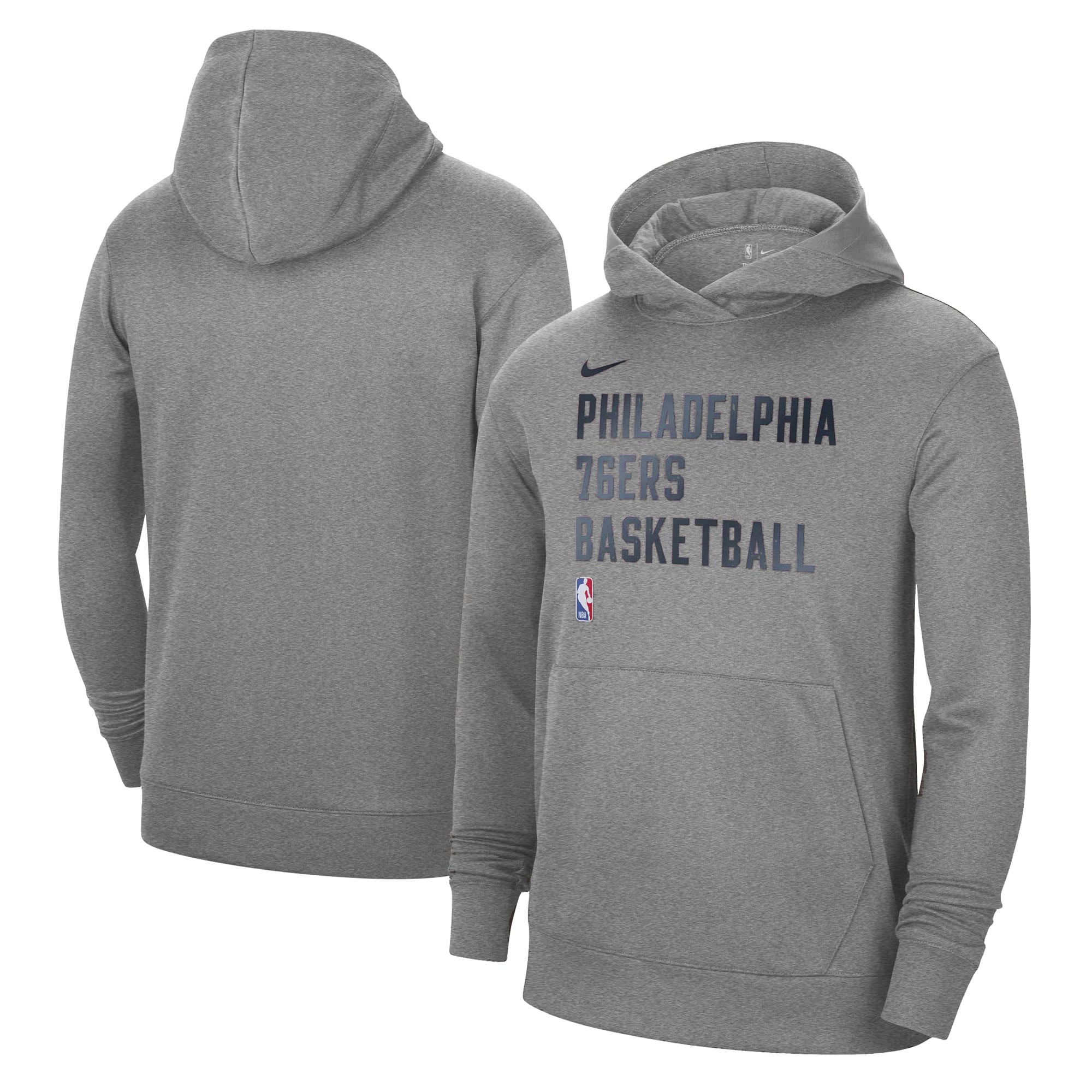 Unisex Nike Heather Gray Philadelphia 76ers 2023/24 Performance Spotlight On-Court Practice Pullover Hoodie