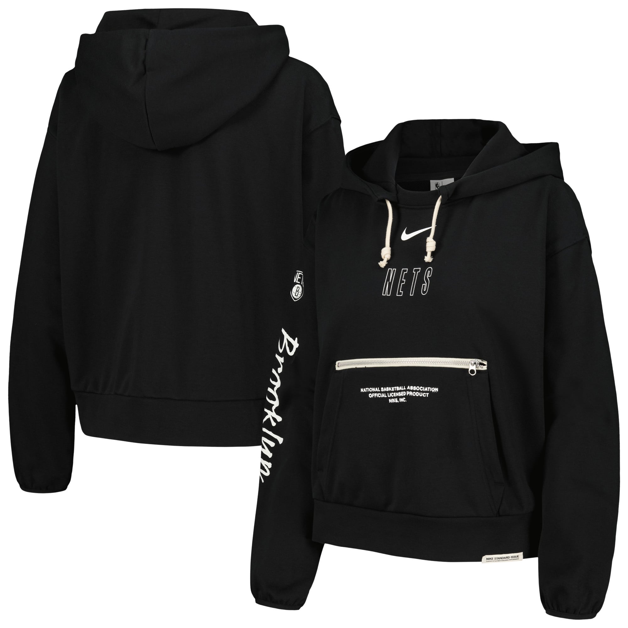 Women's Nike Black Brooklyn Nets Courtside Standard Issue Performance Pullover Hoodie