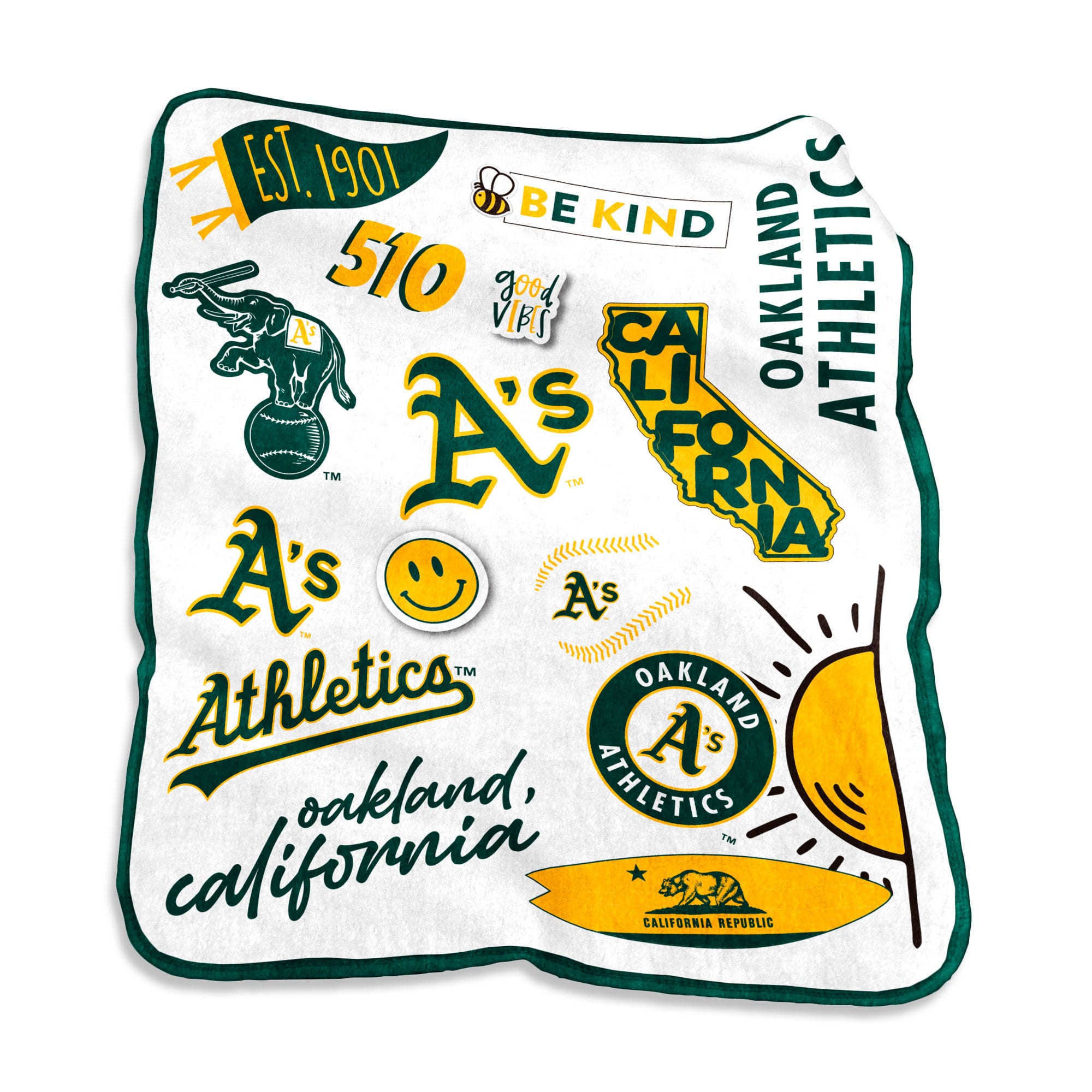 Athletics 50'' x 60'' Native Raschel Plush Throw Blanket