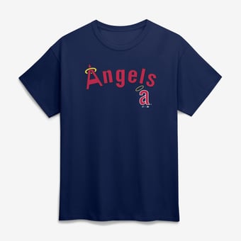 Men's Navy California Angels Team Cooperstown Collection Wahconah T-Shirt