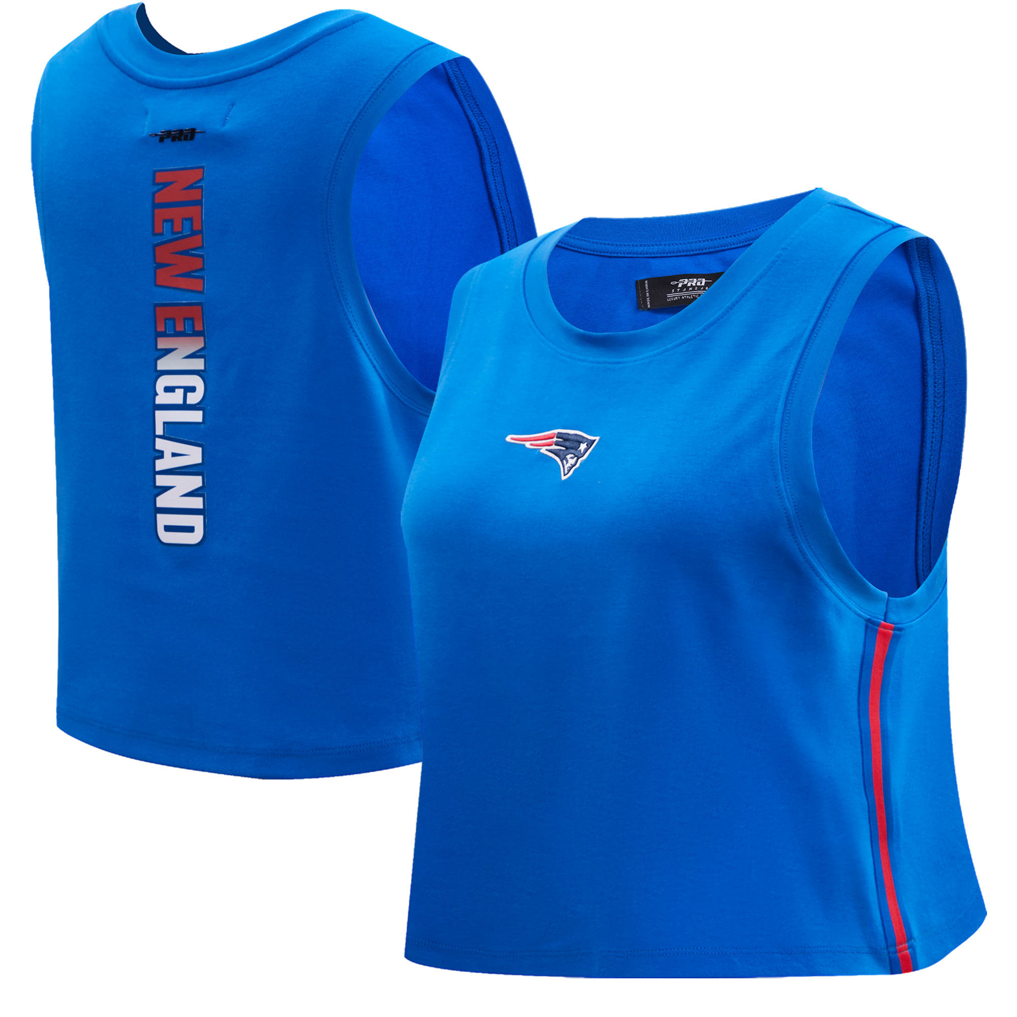 Women's Pro Standard Royal New England Patriots Ombre Wordmark Classic Cropped Tank Top