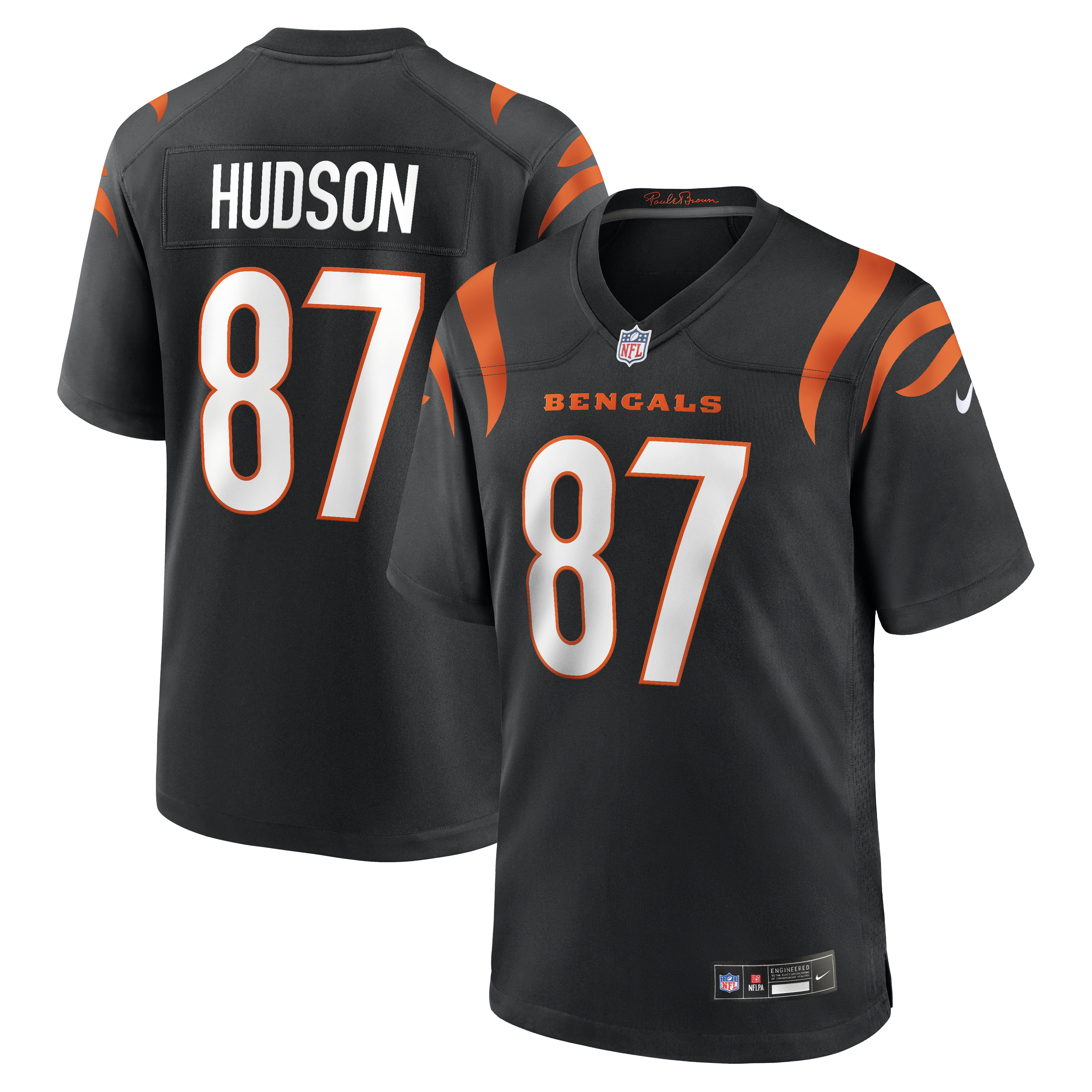 Men's Nike Tanner Hudson Black Cincinnati Bengals Home Game Player Jersey