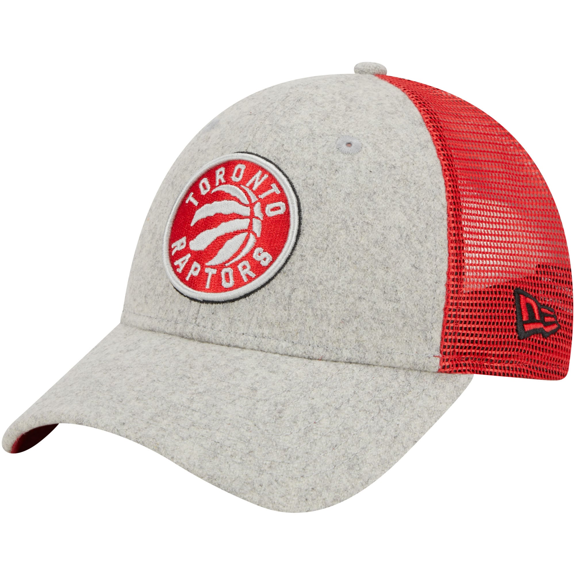 Men's New Era  Heather Gray/Red Toronto Raptors Pop Trucker 9FORTY Adjustable Hat