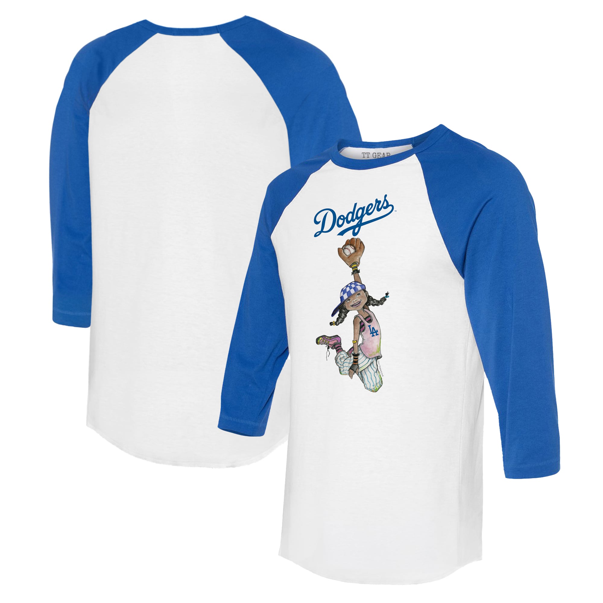 Women's Tiny Turnip White/Royal Los Angeles Dodgers Jada 3/4-Sleeve Raglan T-Shirt