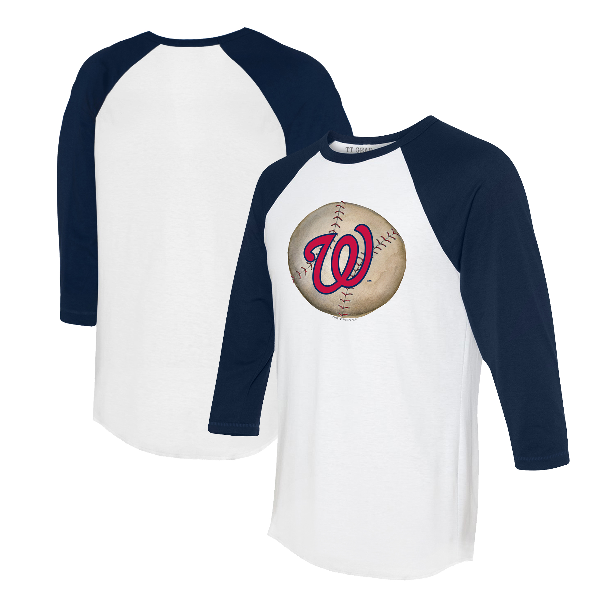 Unisex Tiny Turnip White/Navy Washington Nationals Stitched Baseball 3/4-Sleeve Raglan T-Shirt Unisex Tiny Turnip White/Navy Washington Nationals Stitched Baseball 3/4-Sleeve Raglan T-Shirt