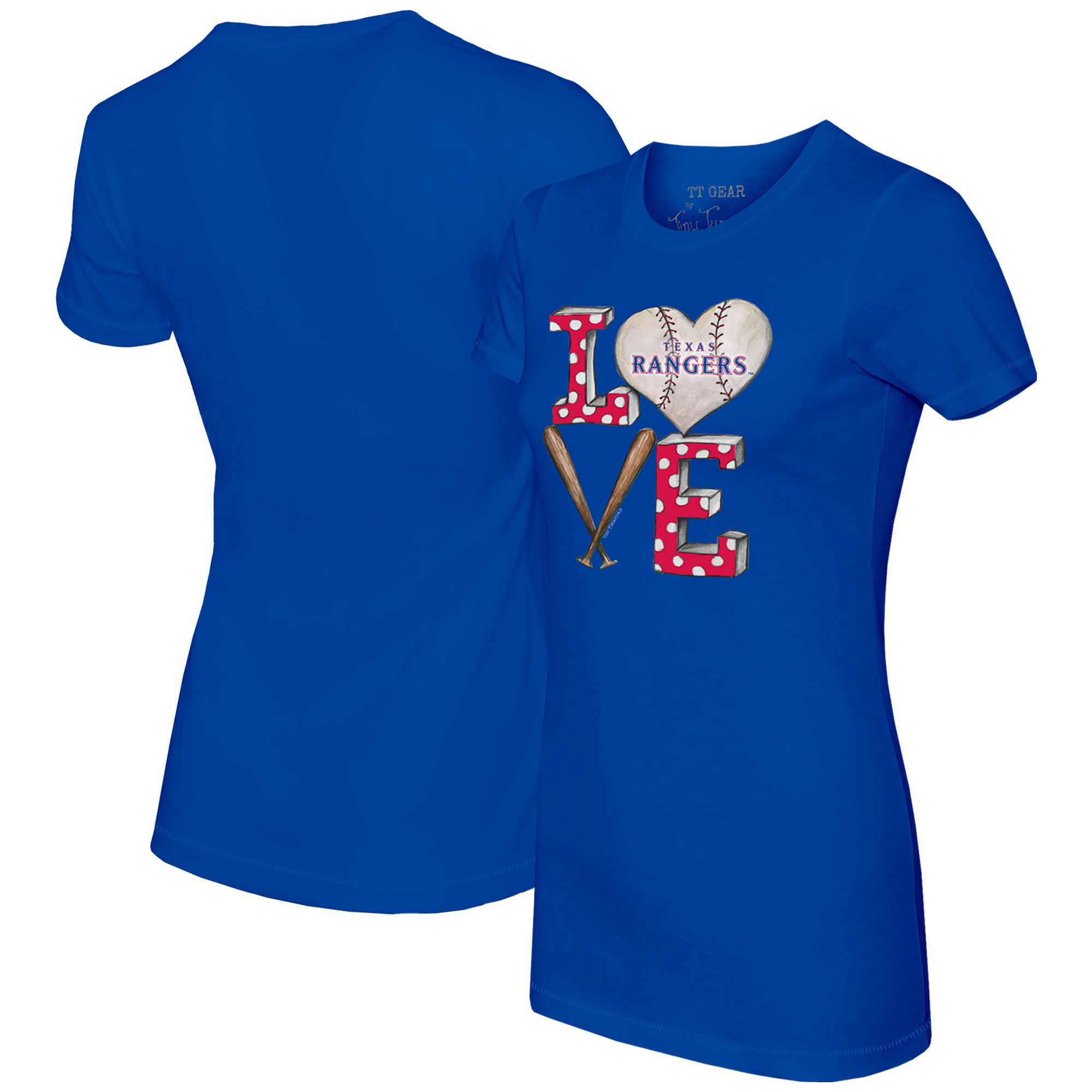 Women's Tiny Turnip Royal Texas Rangers Baseball Love T-Shirt