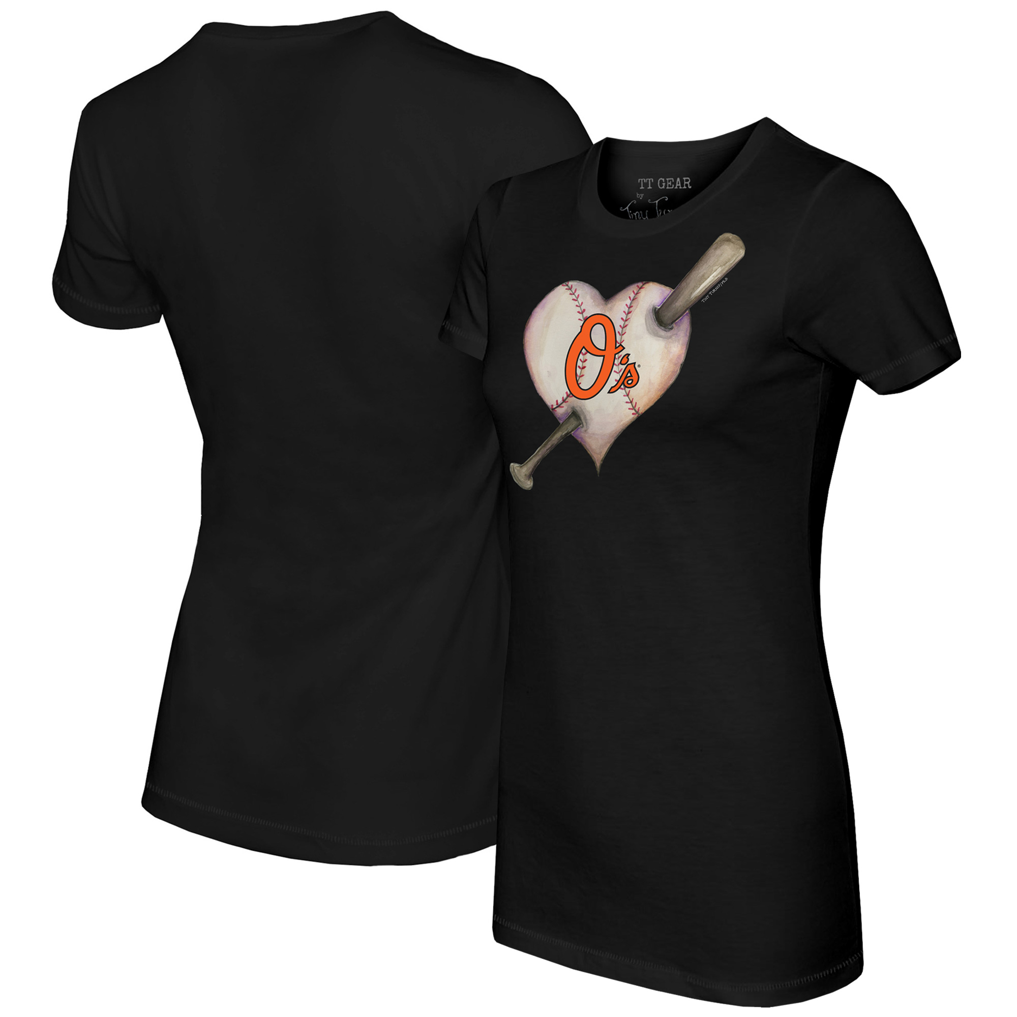 Women’s Tiny Turnip Black Baltimore Orioles Heart Bat T-Shirt Women’s Tiny Turnip Black Baltimore Orioles Heart Bat T-Shirt