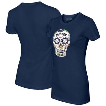 Women's Tiny Turnip Navy Houston Astros Sugar Skull T-Shirt