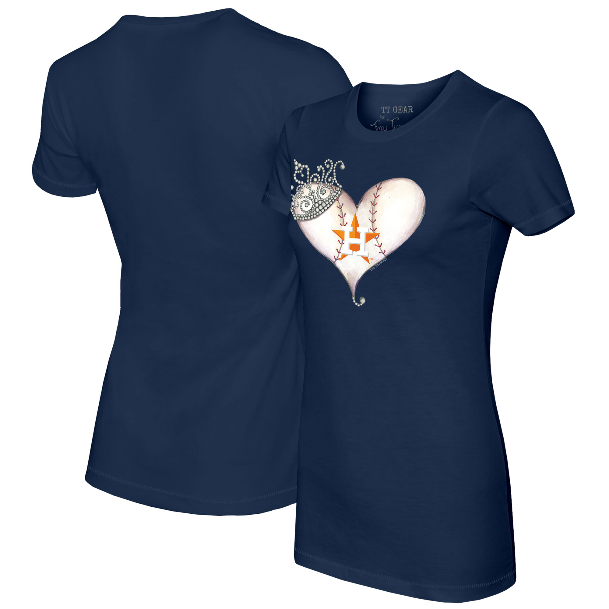 Women’s Tiny Turnip Navy Houston Astros Tiara Heart T-Shirt Women’s Tiny Turnip Navy Houston Astros Tiara Heart T-Shirt