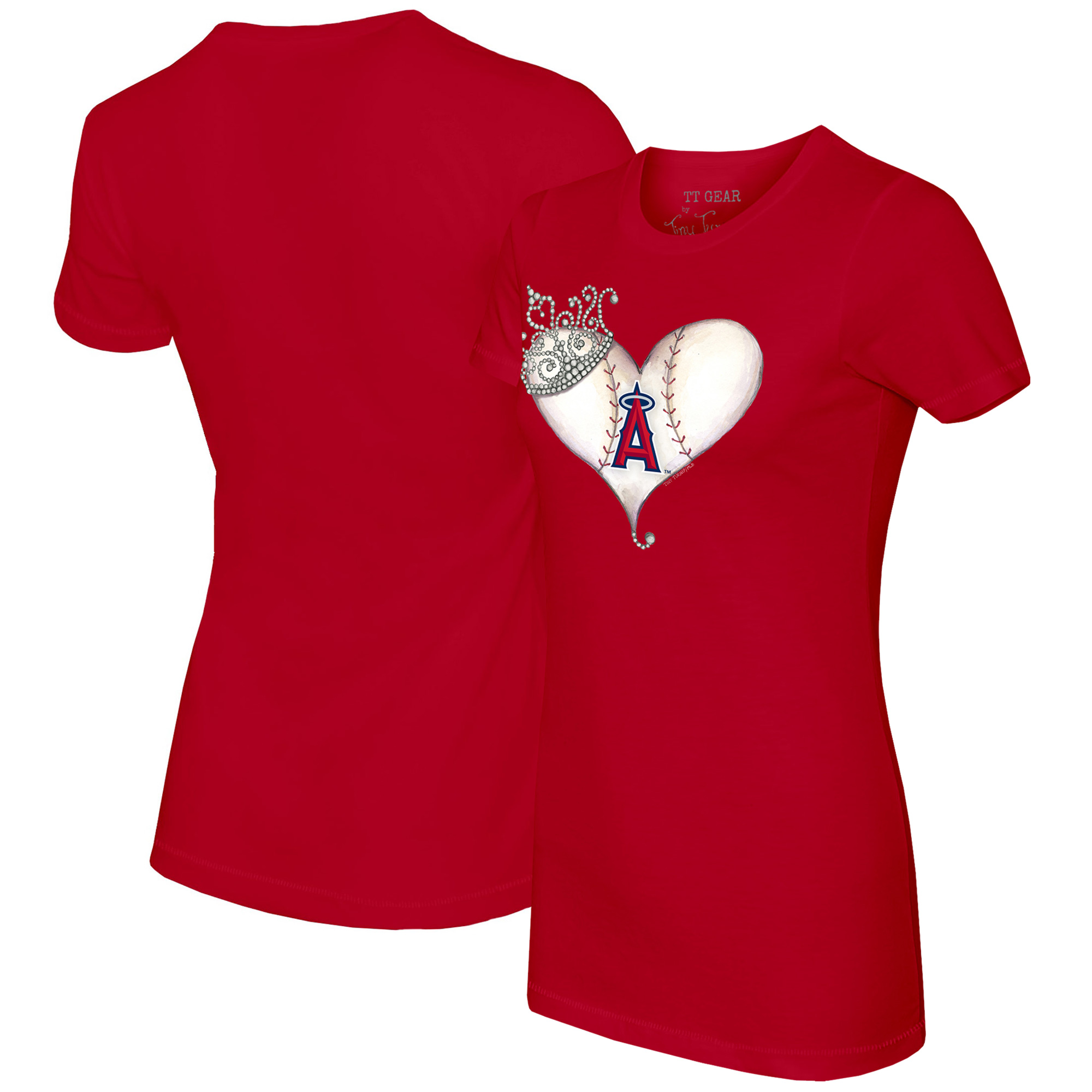 Women’s Tiny Turnip Red Los Angeles Angels Tiara Heart T-Shirt Women’s Tiny Turnip Red Los Angeles Angels Tiara Heart T-Shirt