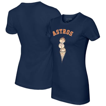 Women's Tiny Turnip Navy Houston Astros Triple Scoop T-Shirt