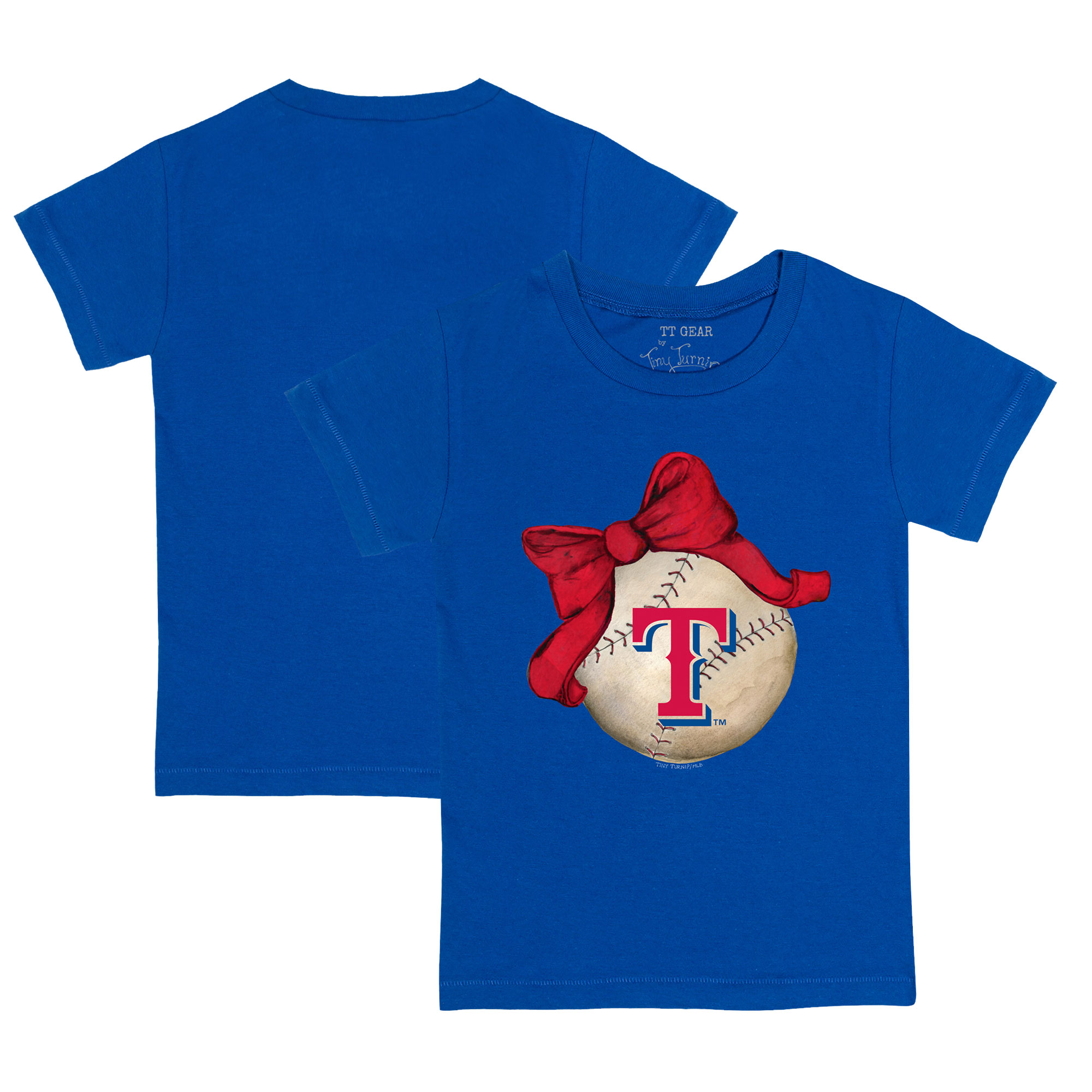 Infant Tiny Turnip Royal Texas Rangers Baseball Bow T-Shirt