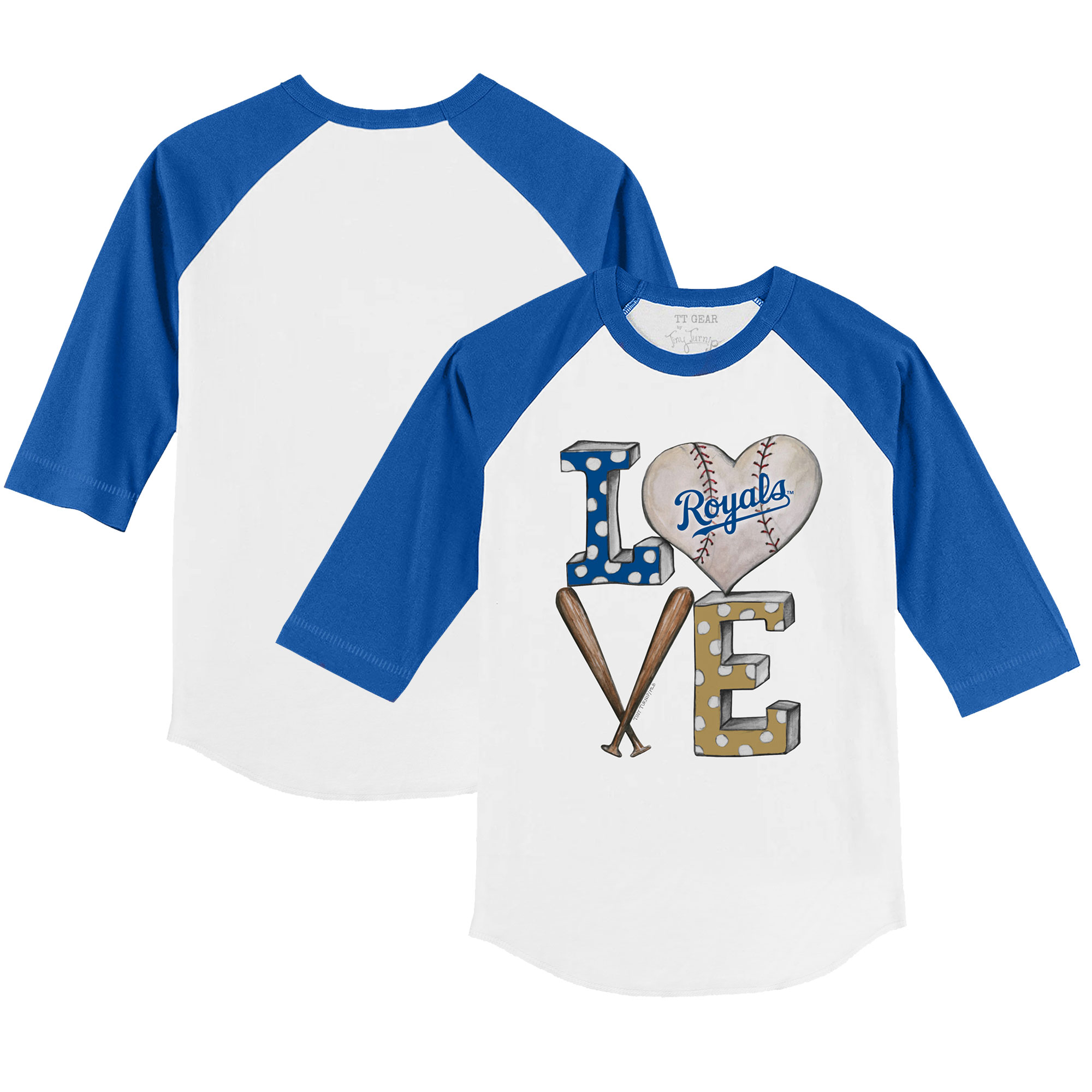 Infant Tiny Turnip White/Royal Kansas City Royals Baseball Love Raglan 3/4 Sleeve T-Shirt Infant Tiny Turnip White/Royal Kansas City Royals Baseball Love Raglan 3/4 Sleeve T-Shirt