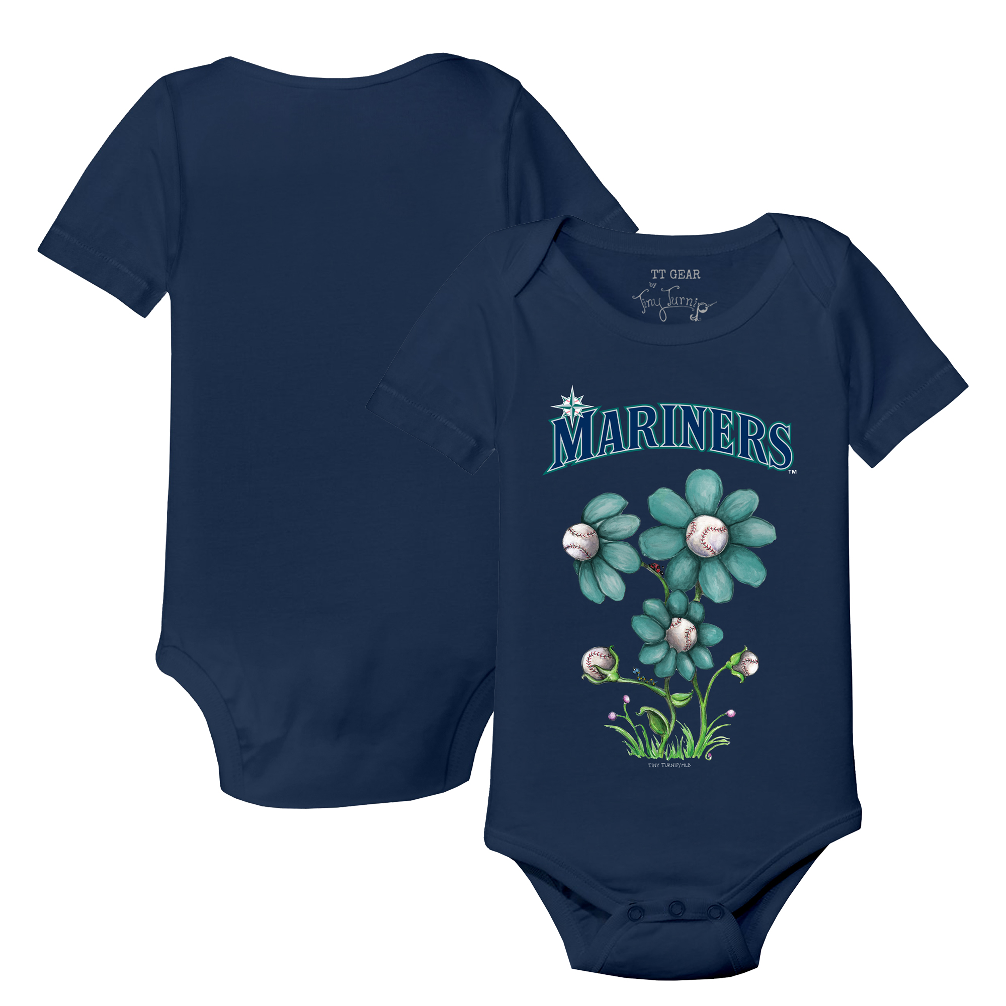 Infant Tiny Turnip Navy Seattle Mariners Blooming Baseballs Bodysuit