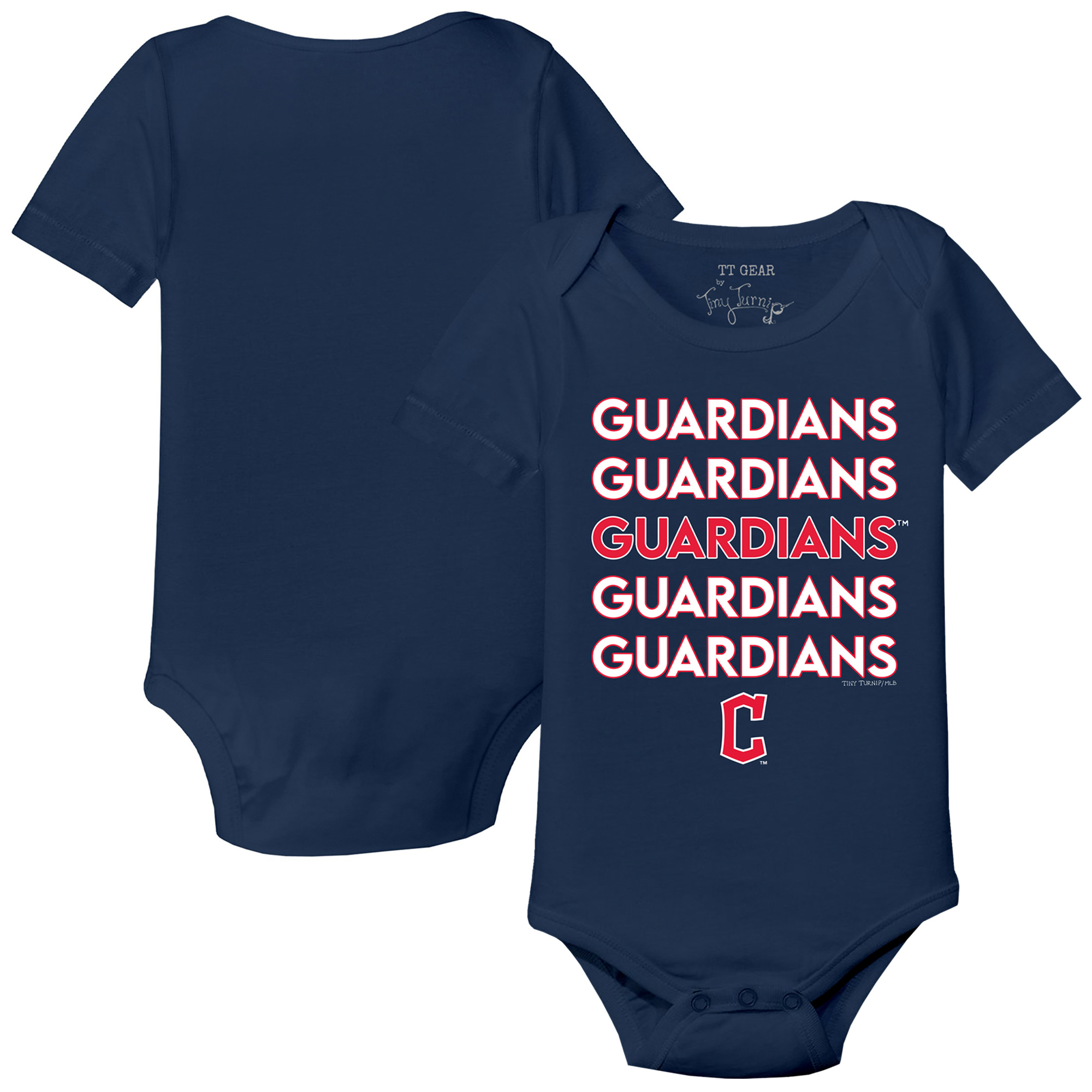 Infant Tiny Turnip Navy Cleveland Guardians Stacked Bodysuit