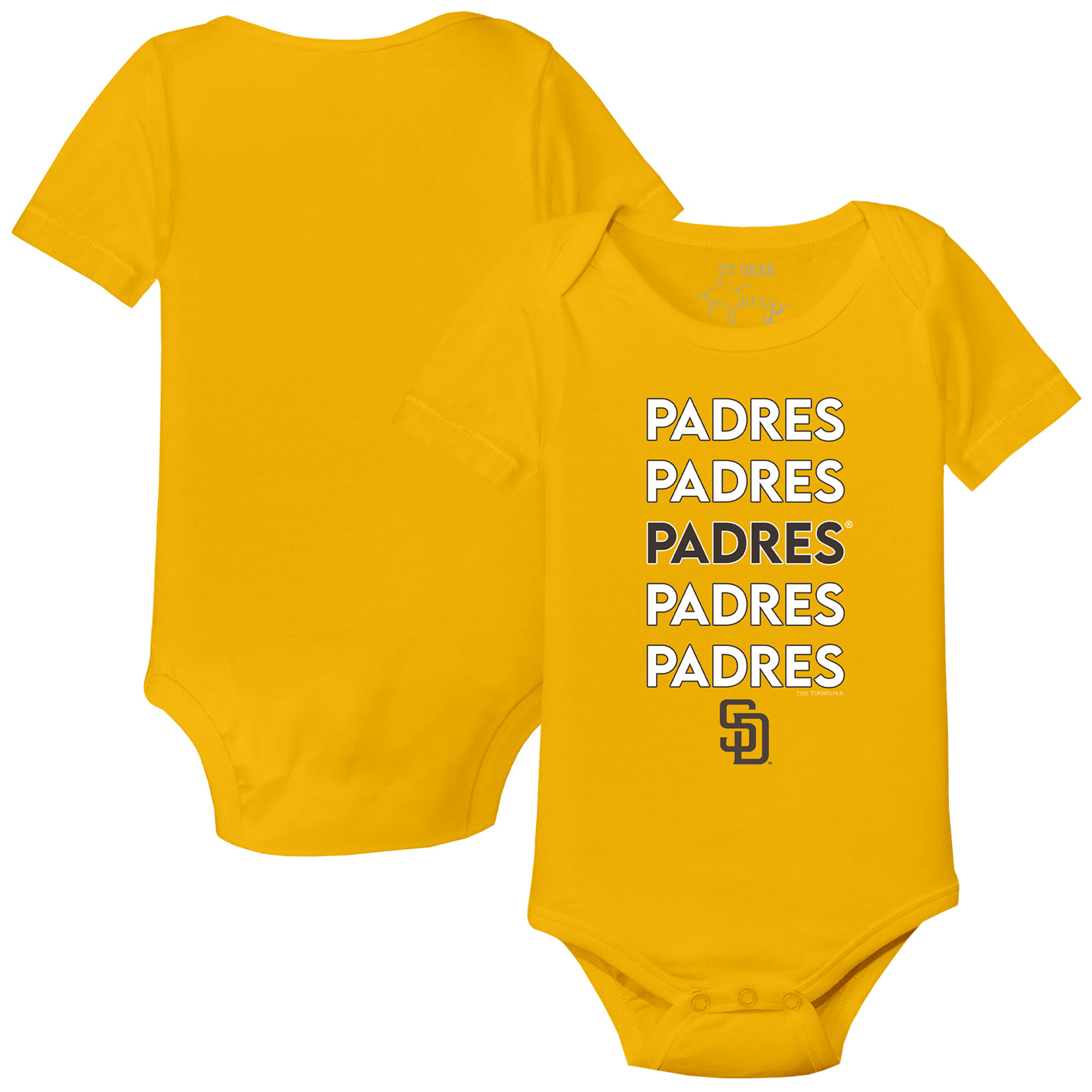 Infant Tiny Turnip Gold San Diego Padres Stacked Bodysuit Infant Tiny Turnip Gold San Diego Padres Stacked Bodysuit