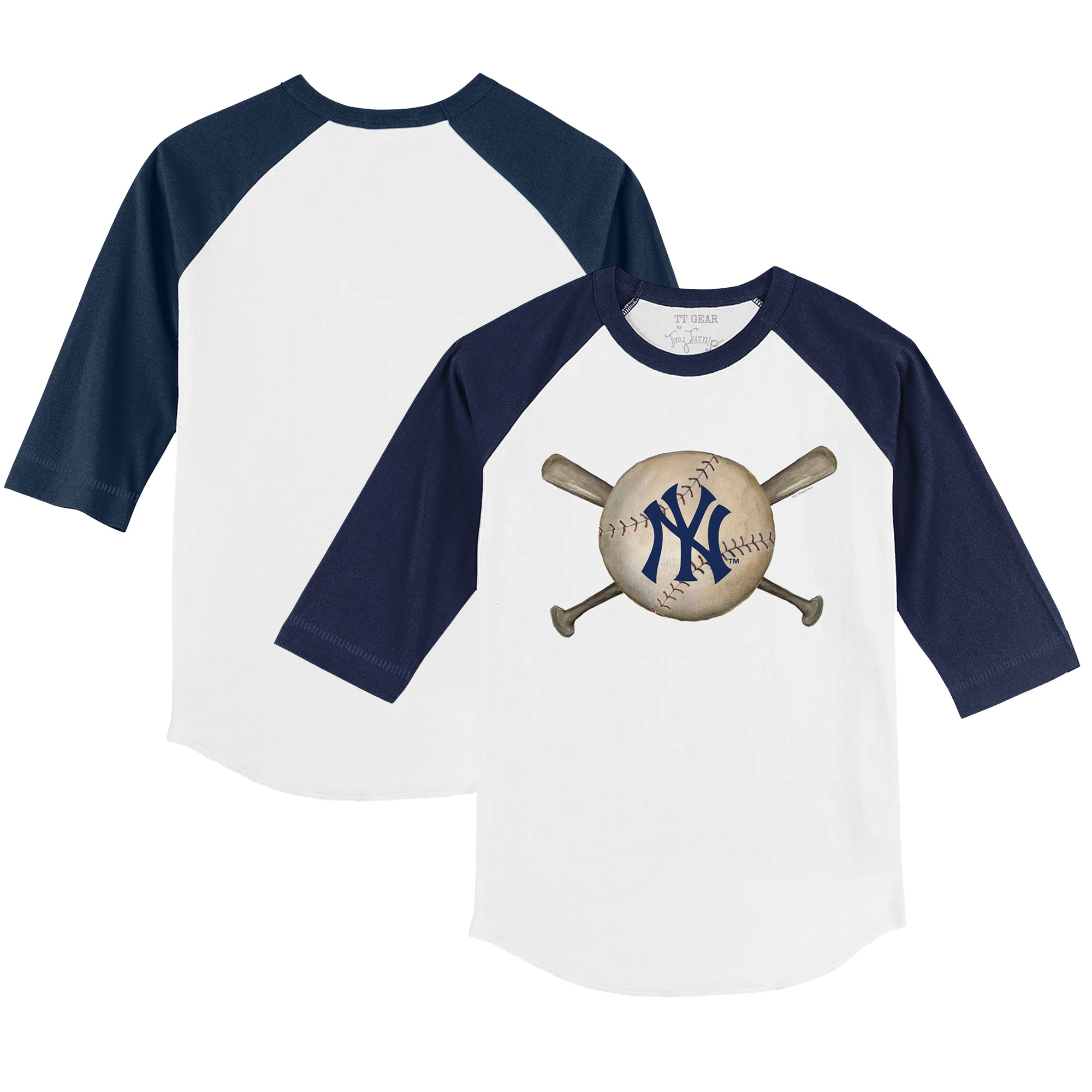Toddler Tiny Turnip White/Navy New York Yankees Baseball Cross Bats 3/4-Sleeve Raglan T-Shirt Toddler Tiny Turnip White/Navy New York Yankees Baseball Cross Bats 3/4-Sleeve Raglan T-Shirt
