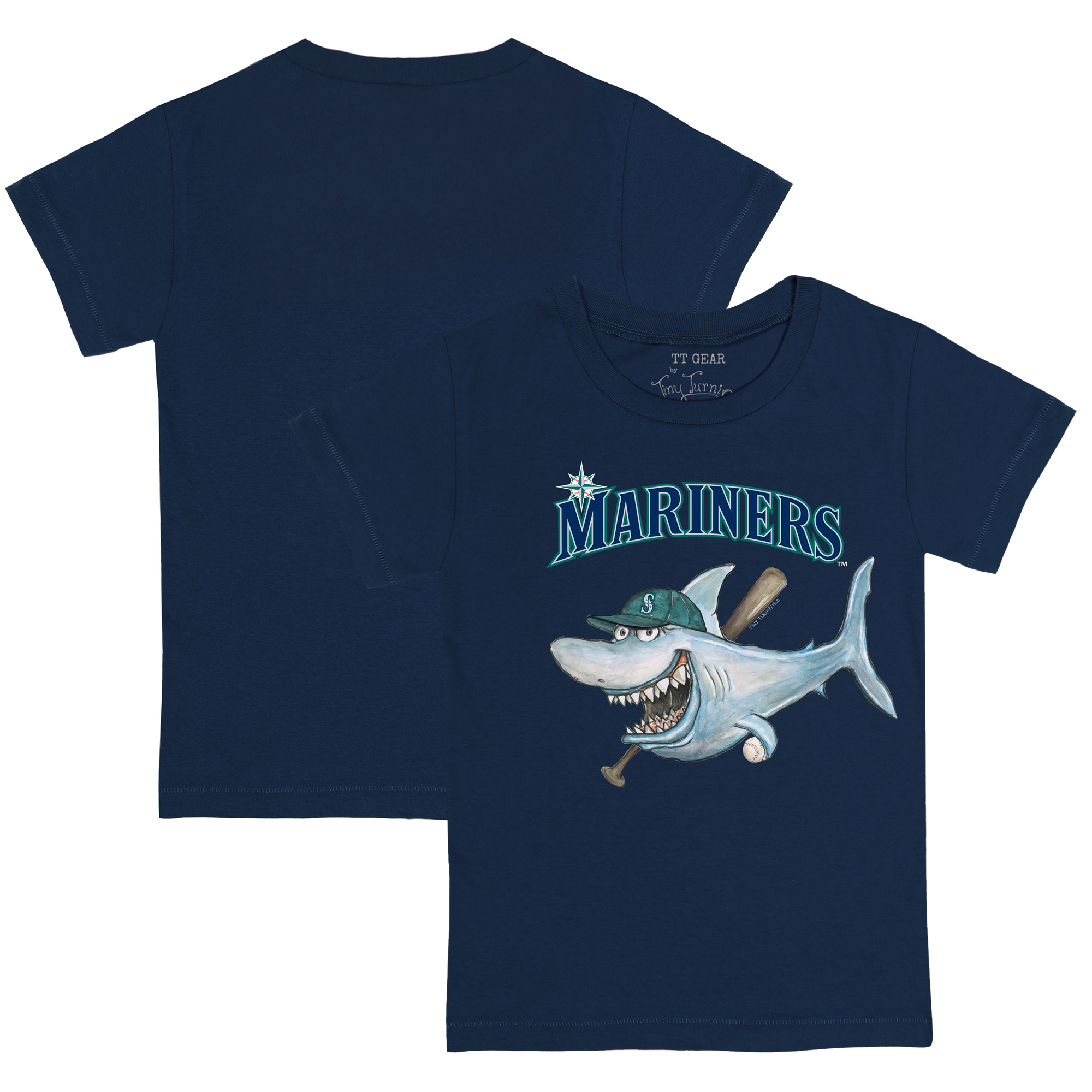 Toddler Tiny Turnip Navy Seattle Mariners Shark T-Shirt