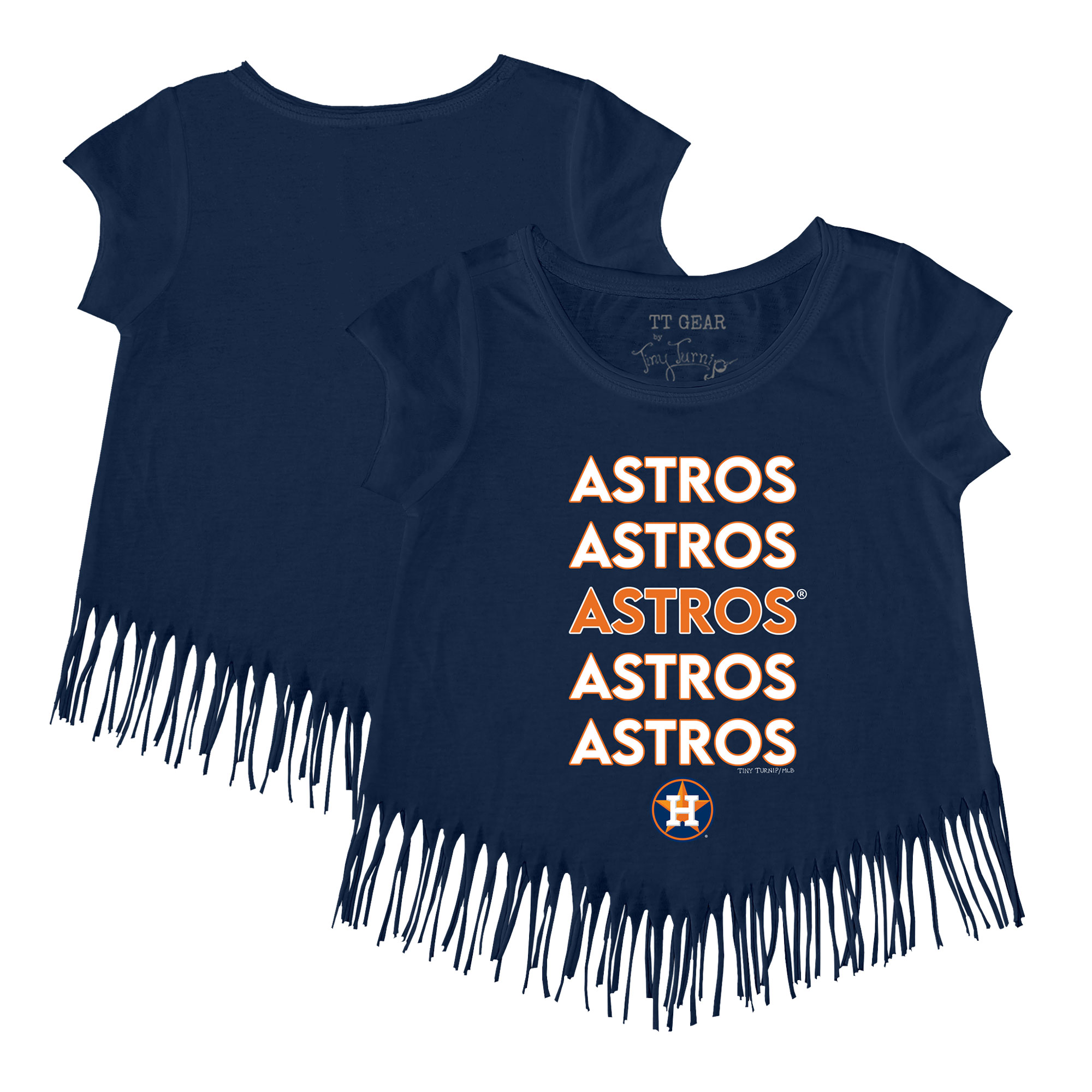 Girls Toddler Tiny Turnip Navy Houston Astros Stacked Fringe T-Shirt Girls Toddler Tiny Turnip Navy Houston Astros Stacked Fringe T-Shirt