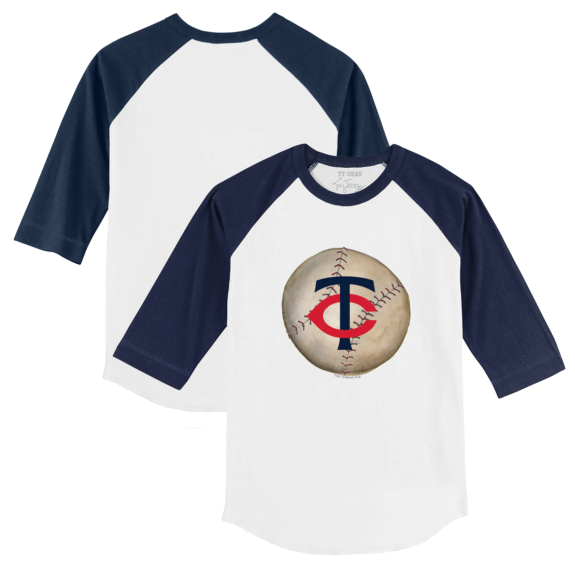 Toddler Tiny Turnip White/Navy Minnesota Twins Stitched Baseball 3/4-Sleeve Raglan T-Shirt Toddler Tiny Turnip White/Navy Minnesota Twins Stitched Baseball 3/4-Sleeve Raglan T-Shirt