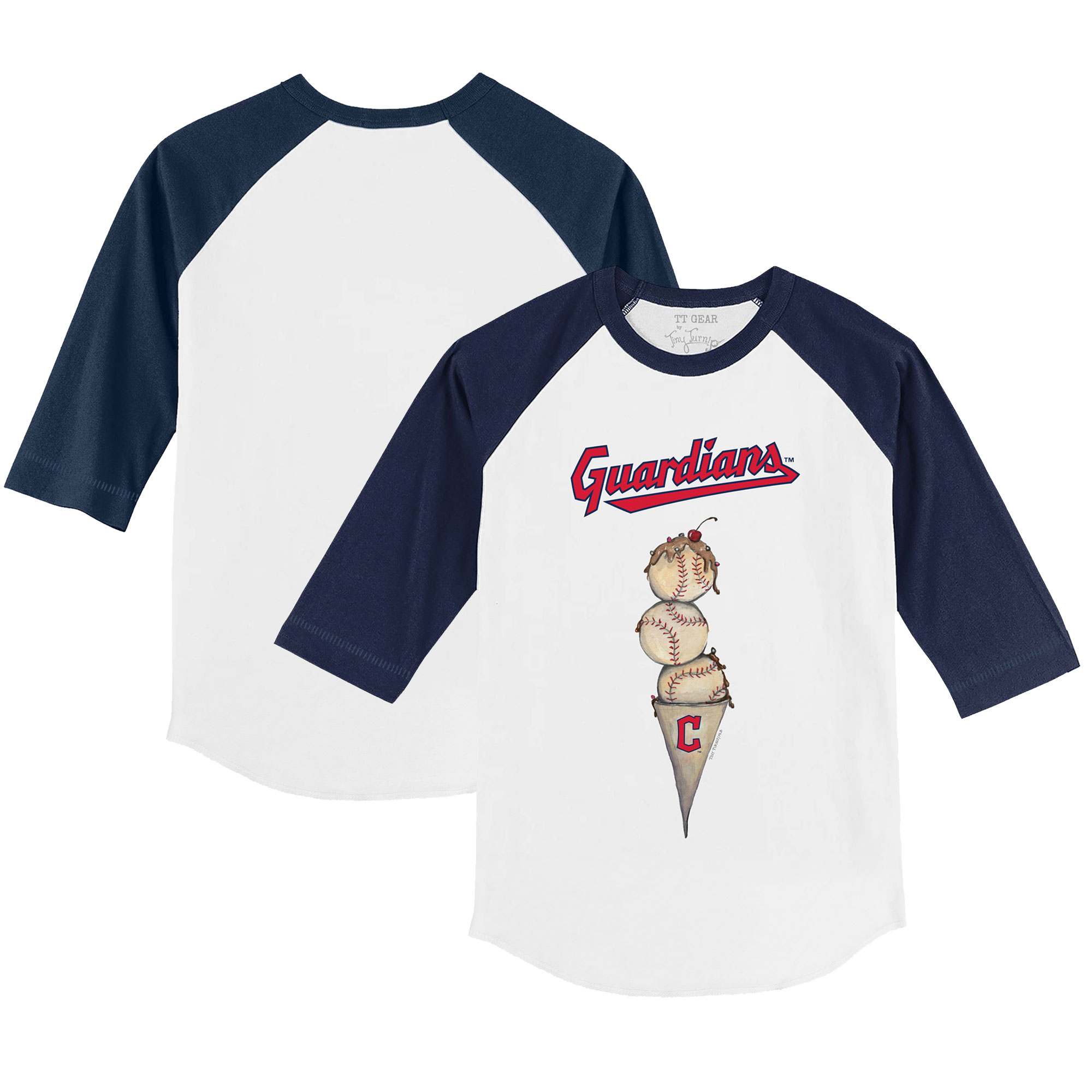 Toddler Tiny Turnip White/Navy Cleveland Guardians Triple Scoop 3/4-Sleeve Raglan T-Shirt Toddler Tiny Turnip White/Navy Cleveland Guardians Triple Scoop 3/4-Sleeve Raglan T-Shirt