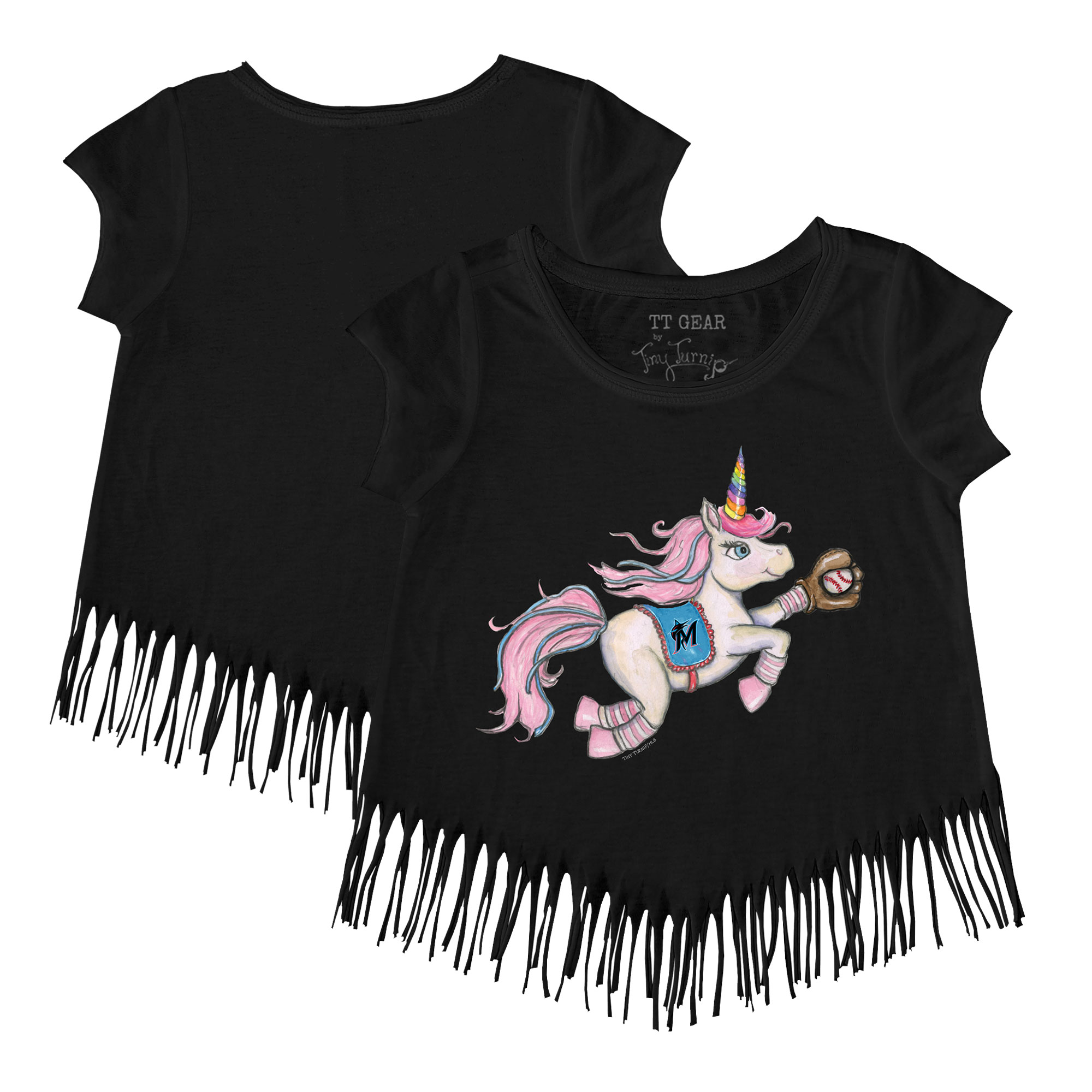 Girls Toddler Tiny Turnip Black Miami Marlins Unicorn Fringe T-Shirt Girls Toddler Tiny Turnip Black Miami Marlins Unicorn Fringe T-Shirt